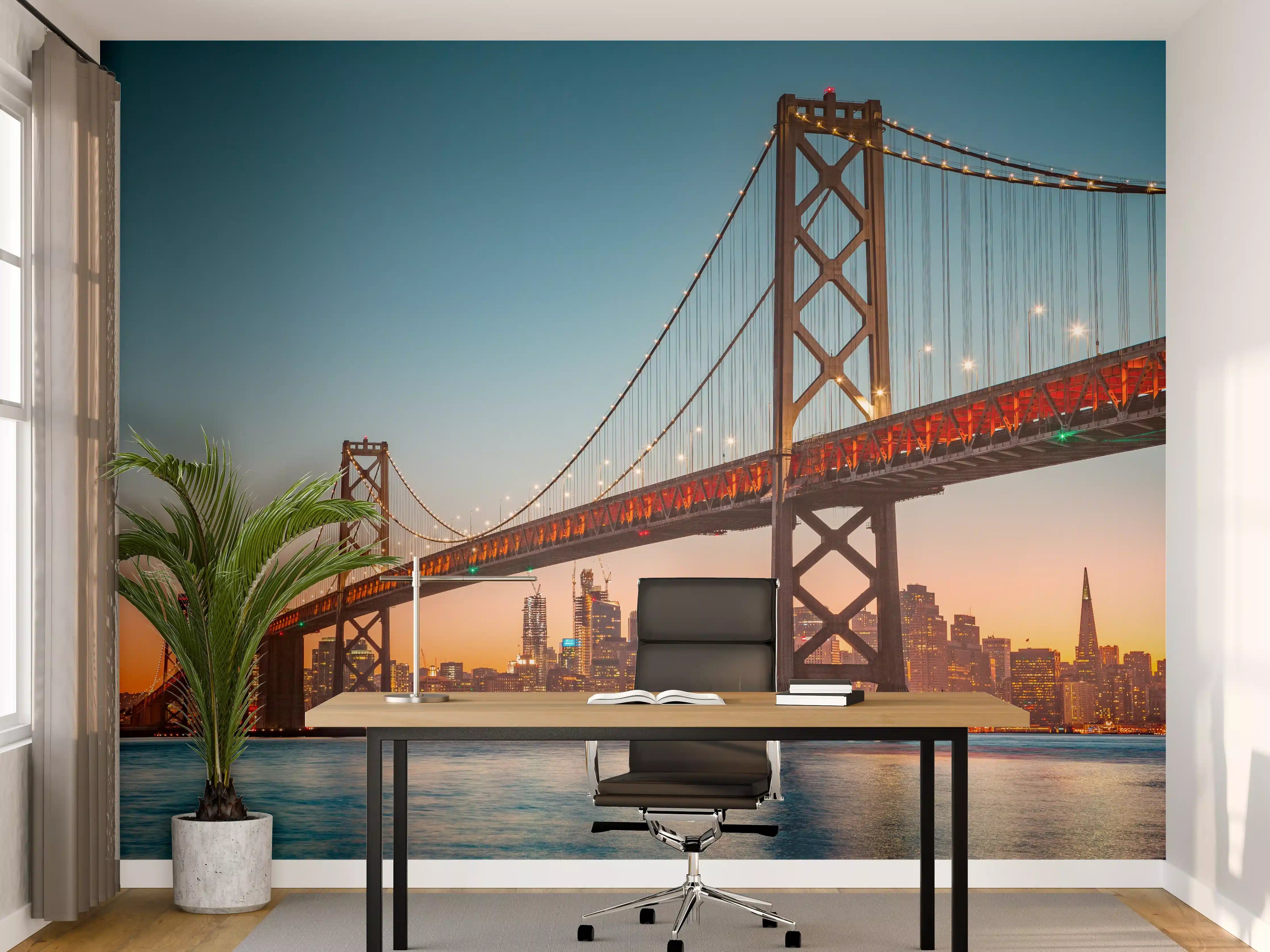 Büro Wandgestaltung - Oakland Bay Bridge bei Abendsonne
