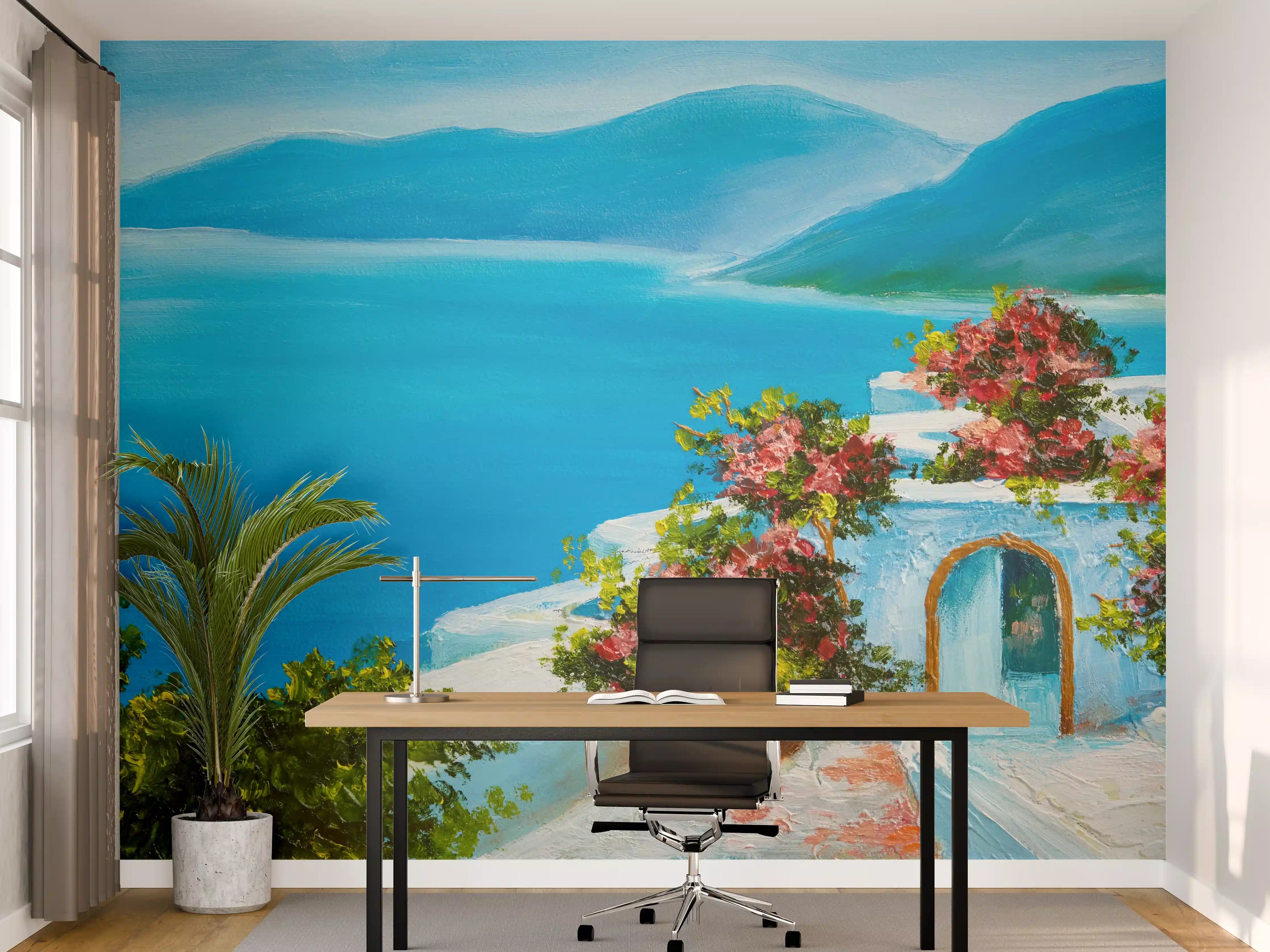 Büro Wandgestaltung - Ölgemälde - Terrasse am Meer