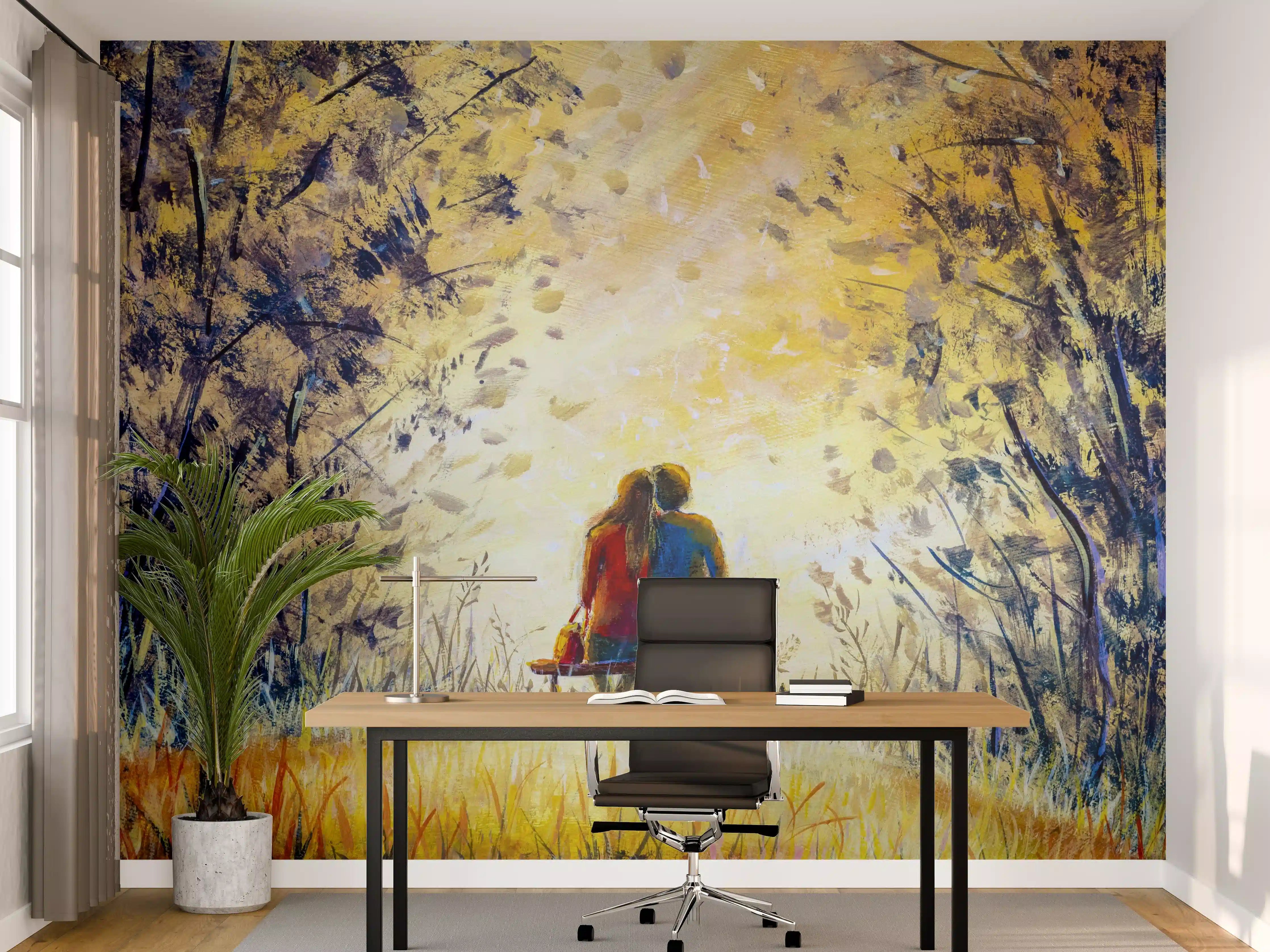 Büro Wandgestaltung - Ölgemälde Romantisches Paar in der Natur