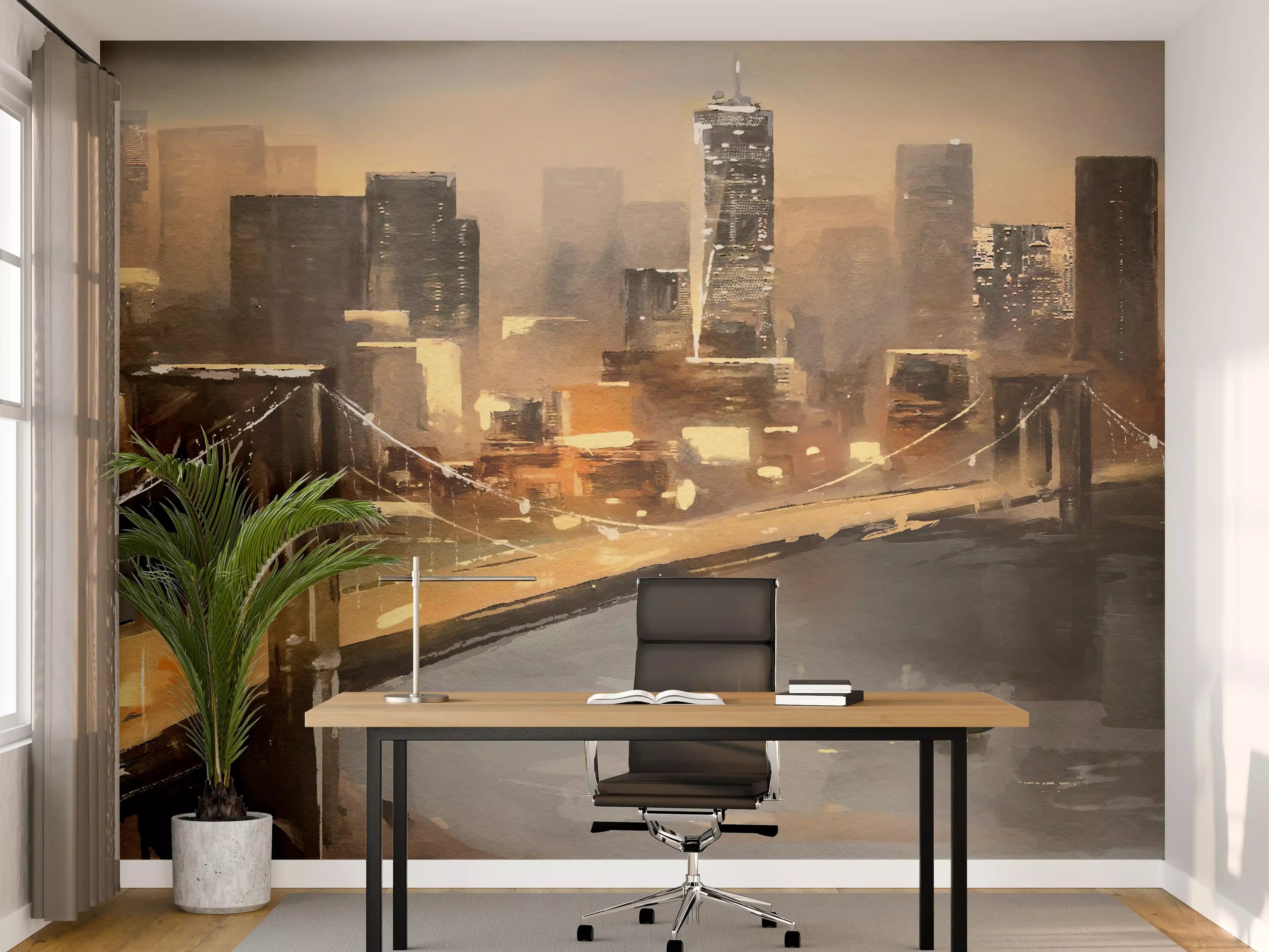 Büro Wandgestaltung - Ölgemälde auf Leinwand - Ansicht von New York