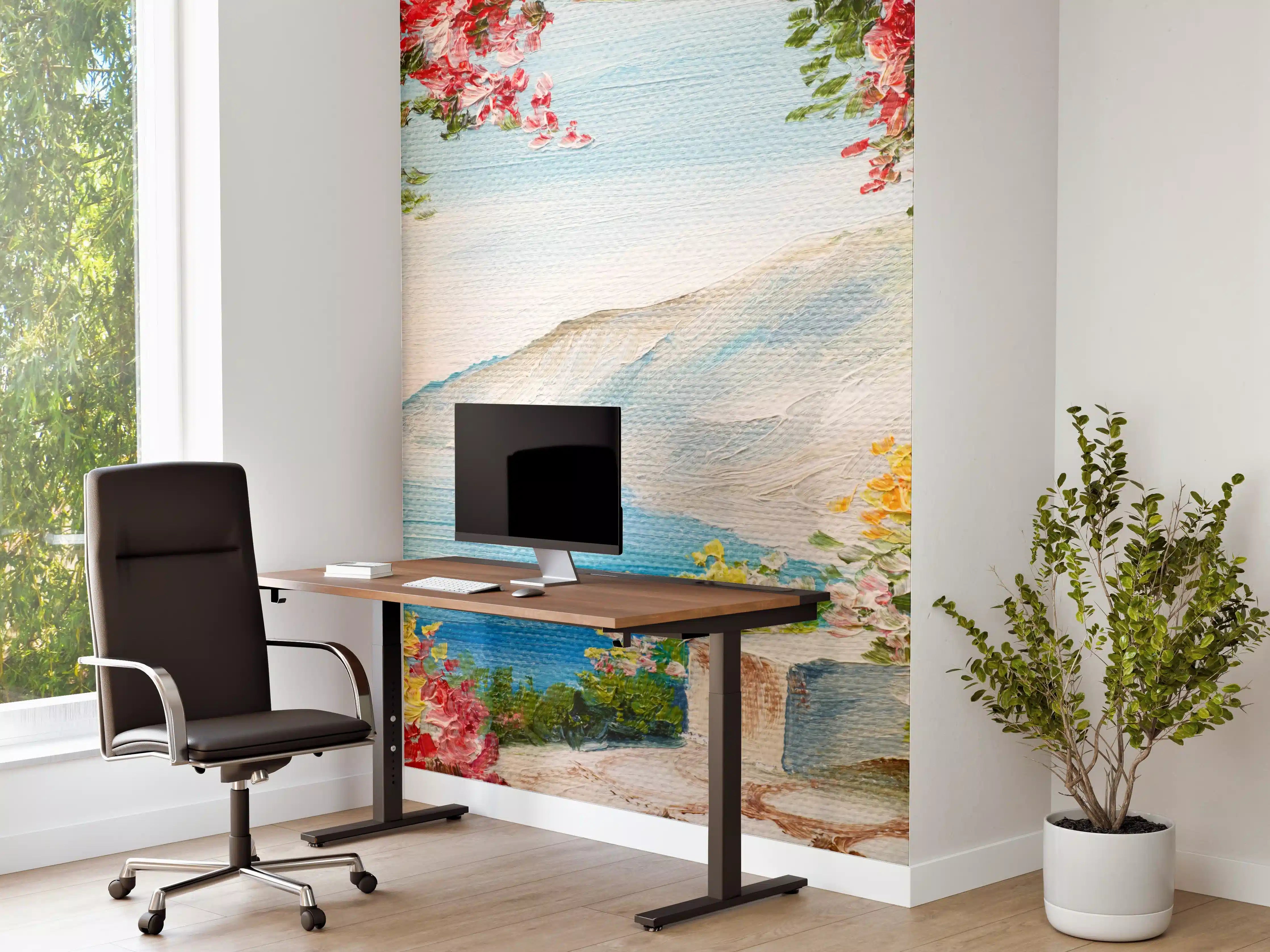 Büro Wandgestaltung - Ölgemälde eines Balkonausblick in Griechenland