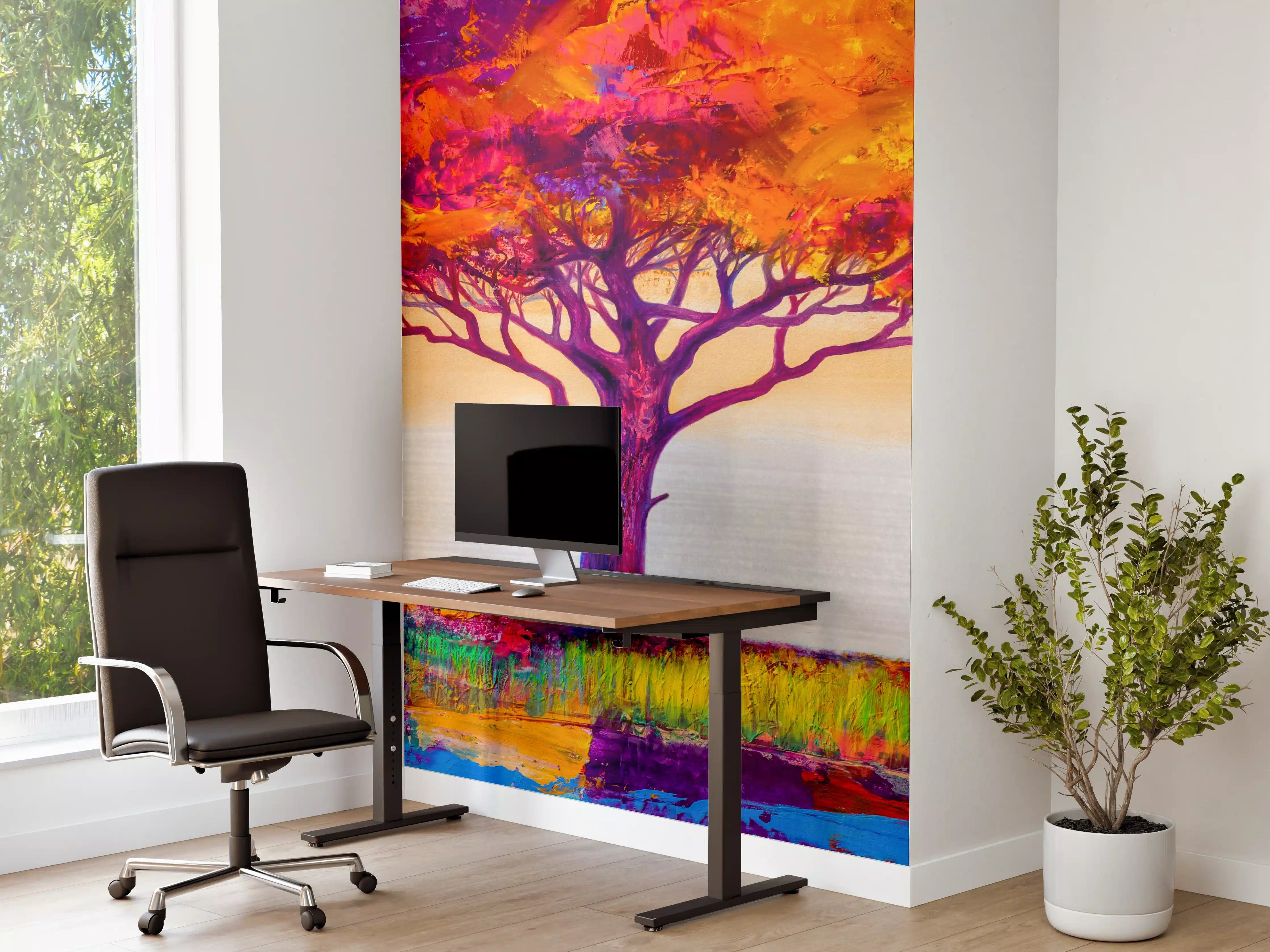 Büro Wandgestaltung - Ölgemälde eines bunten Herbstbaumes