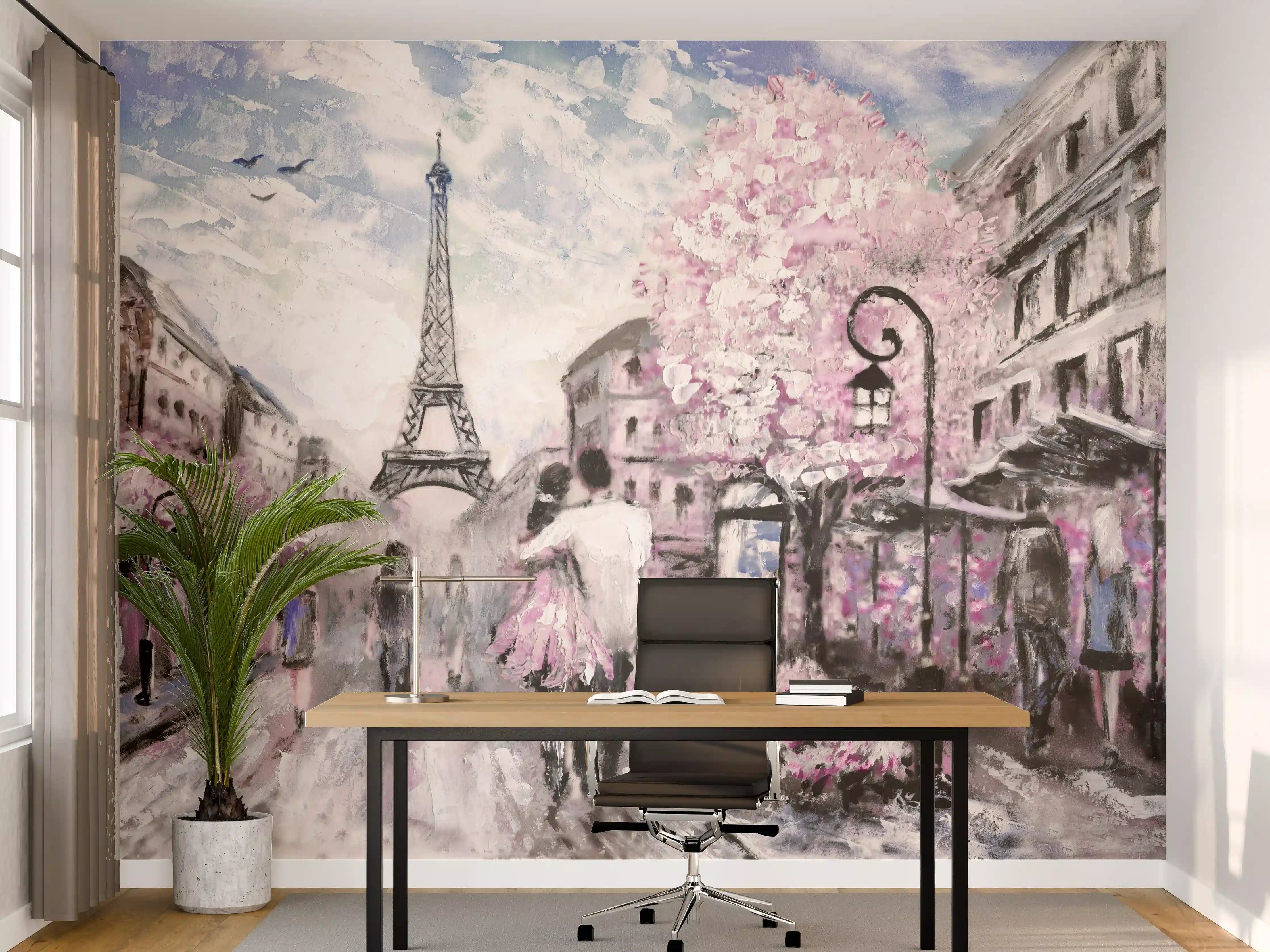 Büro Wandgestaltung - Ölgemälde vom romantisierten Paris
