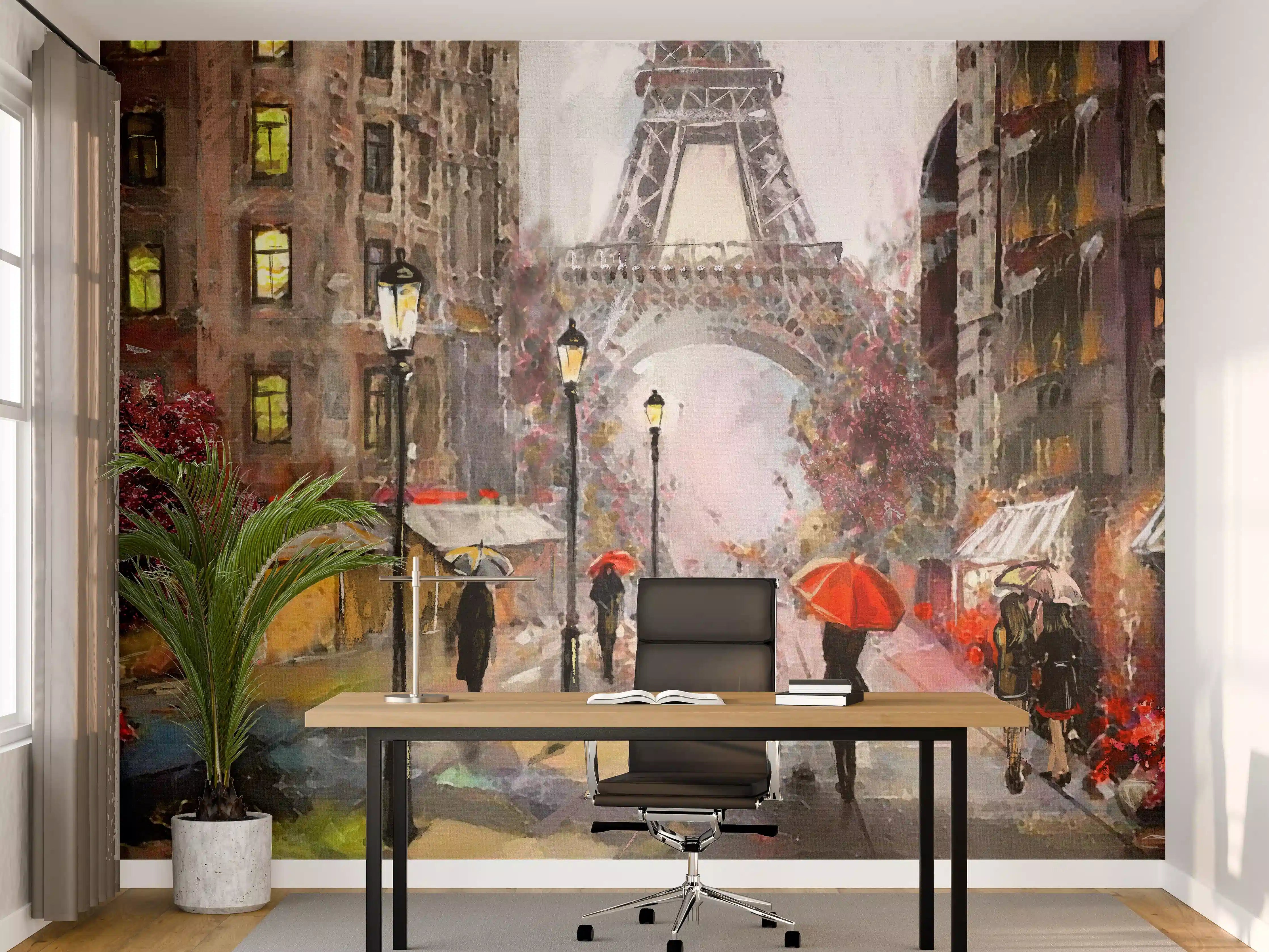 Büro Wandgestaltung - Ölgemälde von Pariser Innenstadt