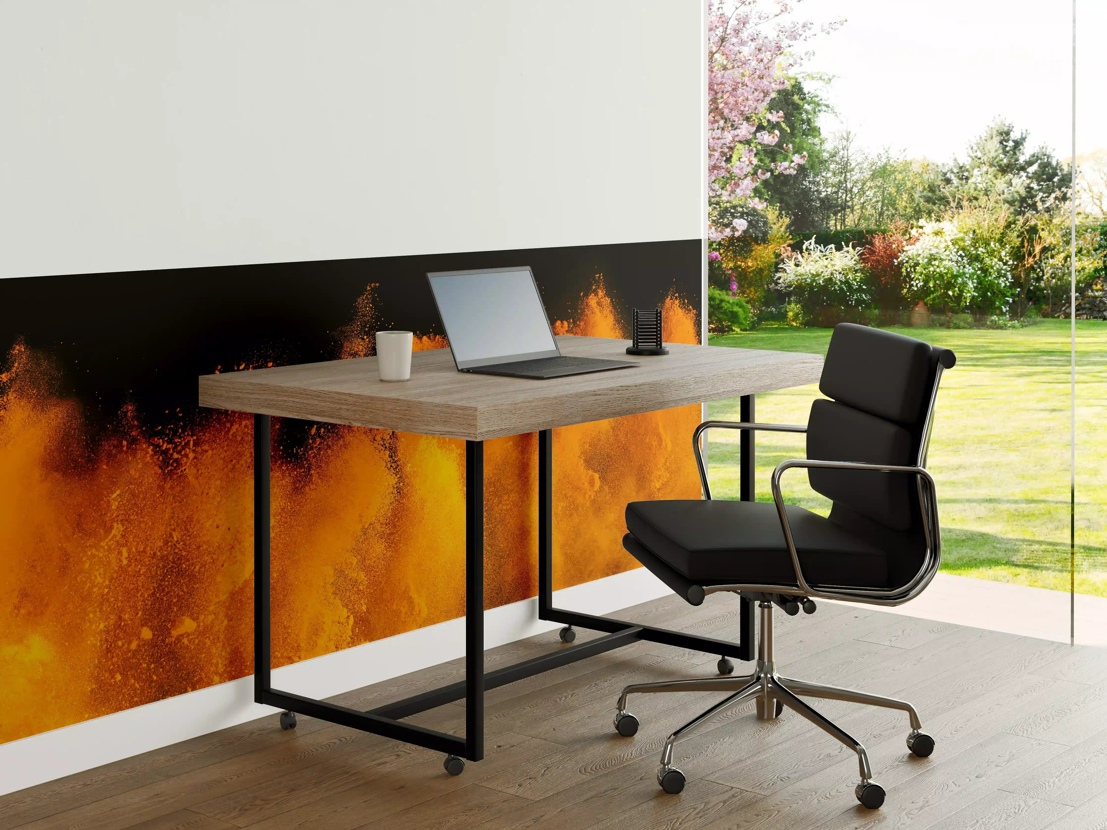 Büro Wandgestaltung - Orange-Rote Holi Farbexplosion