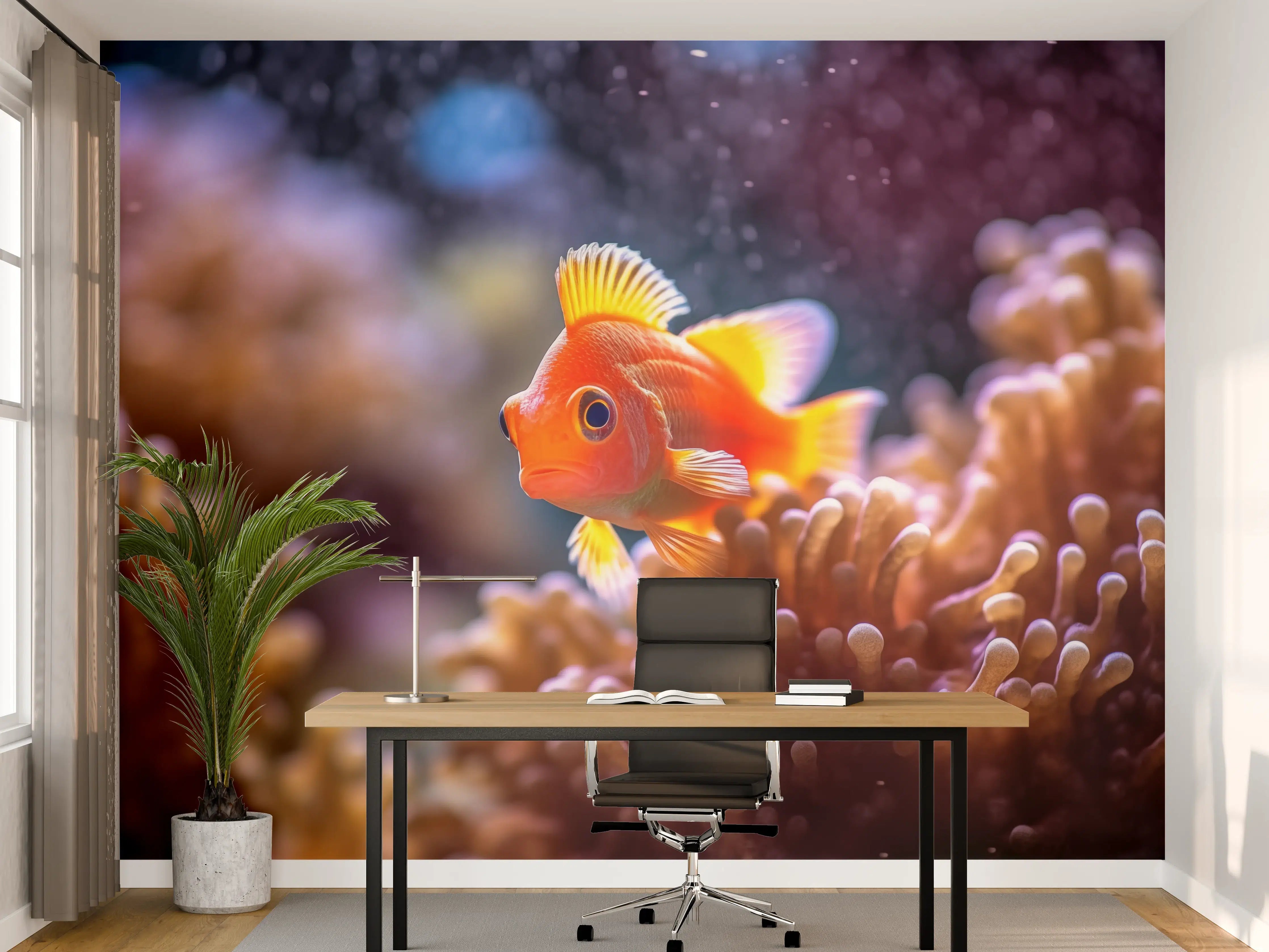 Büro Wandgestaltung - Oranger Anemonenfisch im Korallenriff