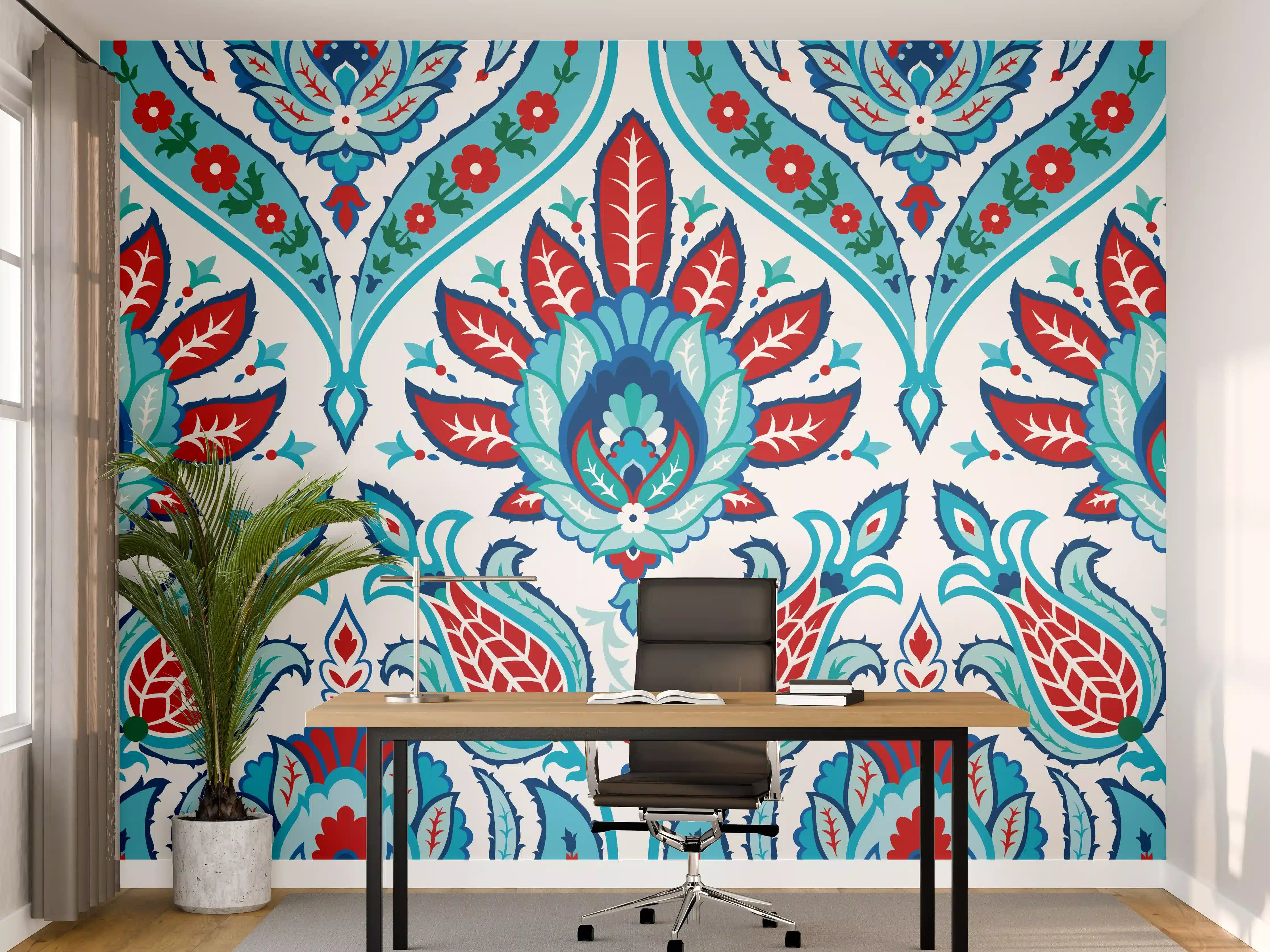 Büro Wandgestaltung - Orient-Floraler Tapetendruck