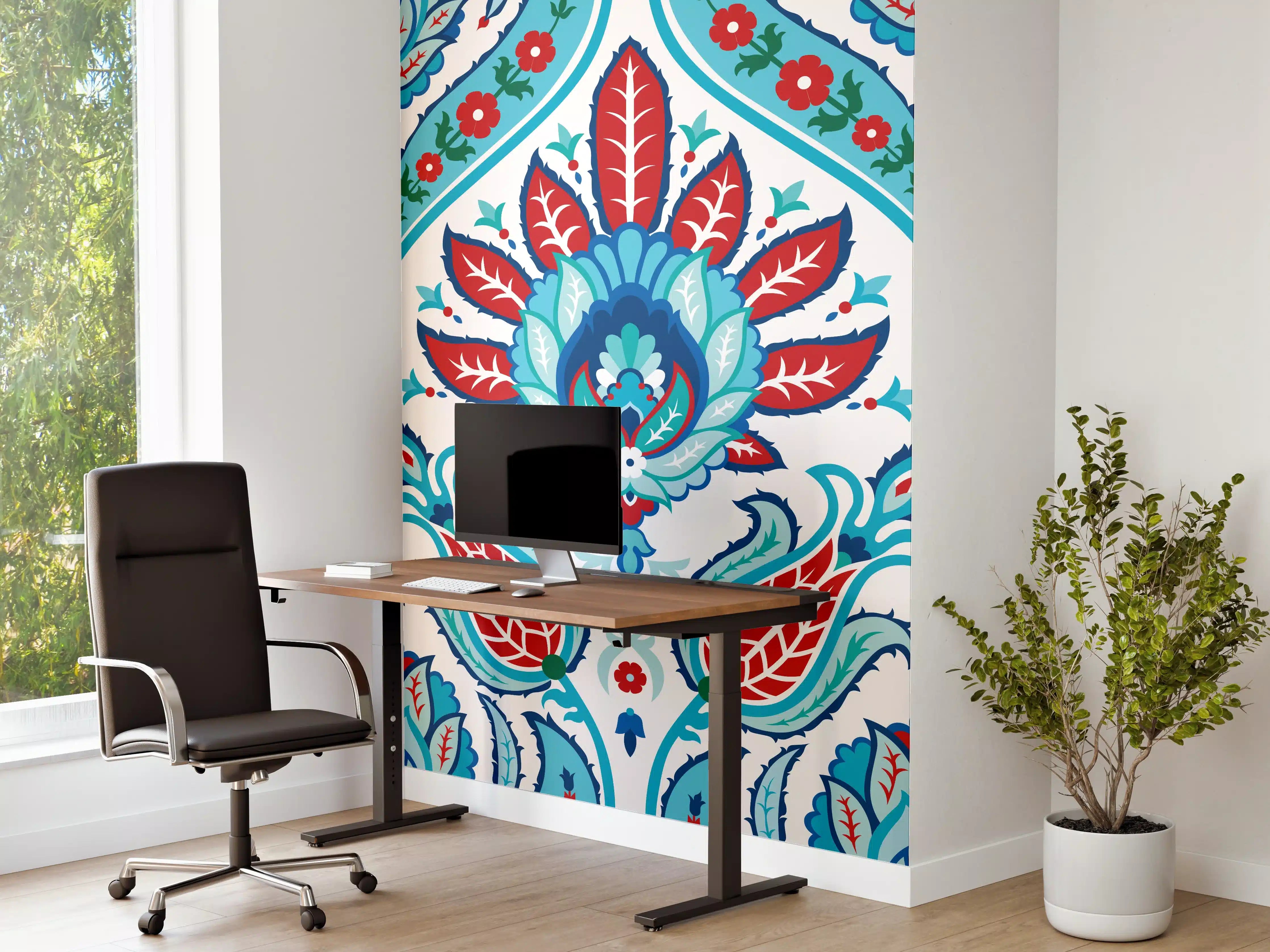 Büro Wandgestaltung - Orient-Floraler Tapetendruck