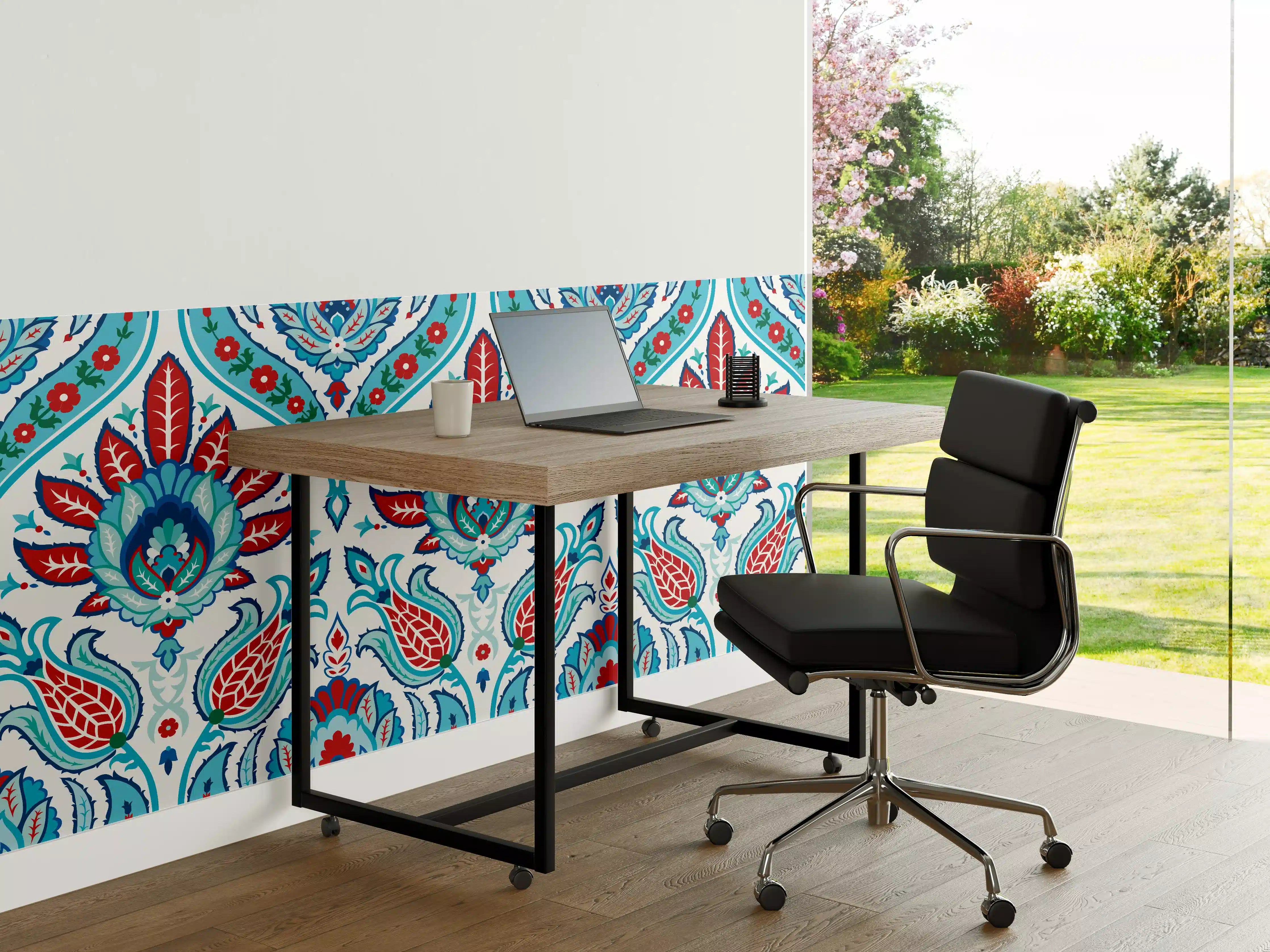 Büro Wandgestaltung - Orient-Floraler Tapetendruck
