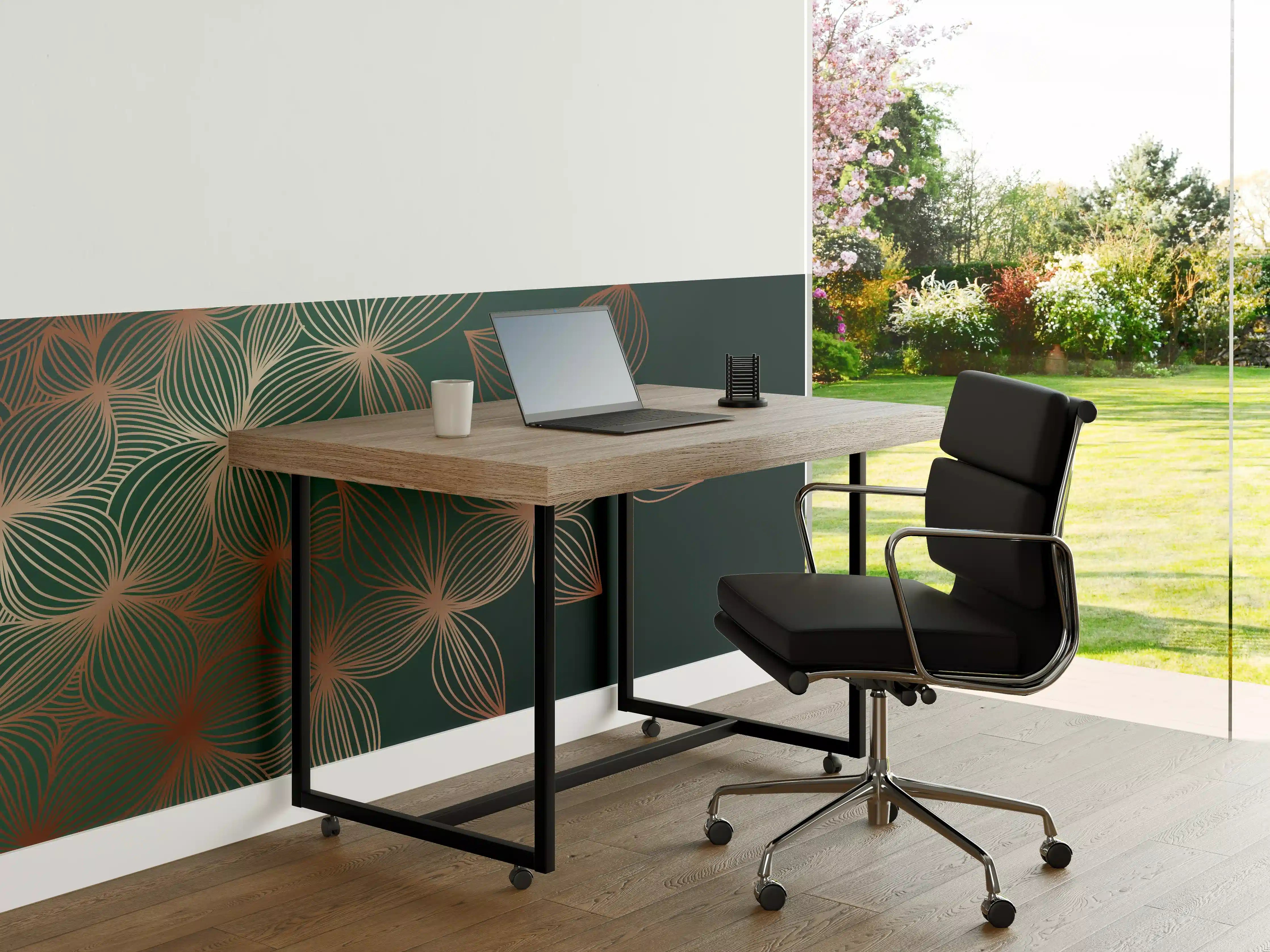 Büro Wandgestaltung - Ornamente Lineart Pflanzen Dunkel
