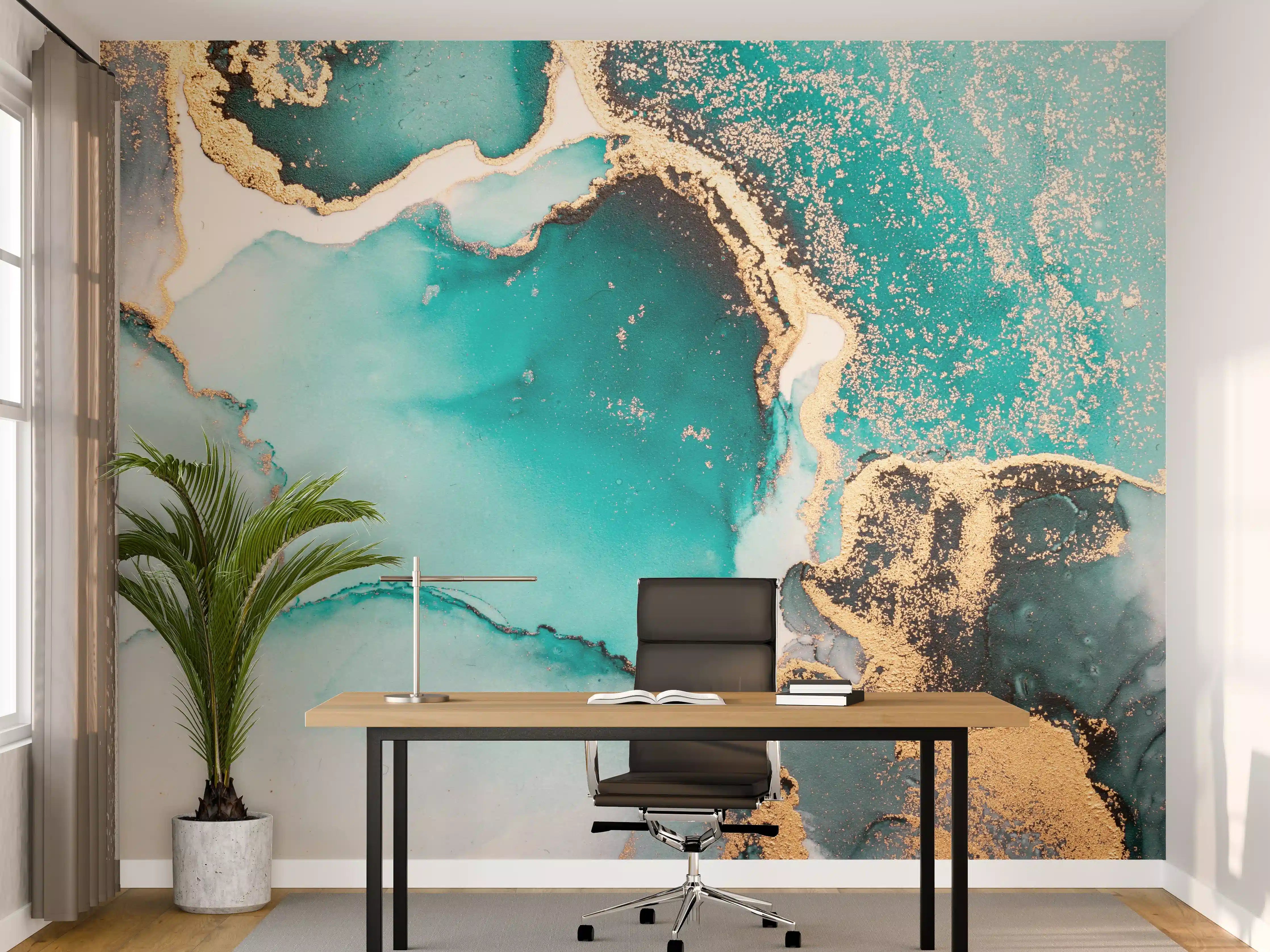 Büro Wandgestaltung - Ozean Blaue Flüssigkunst