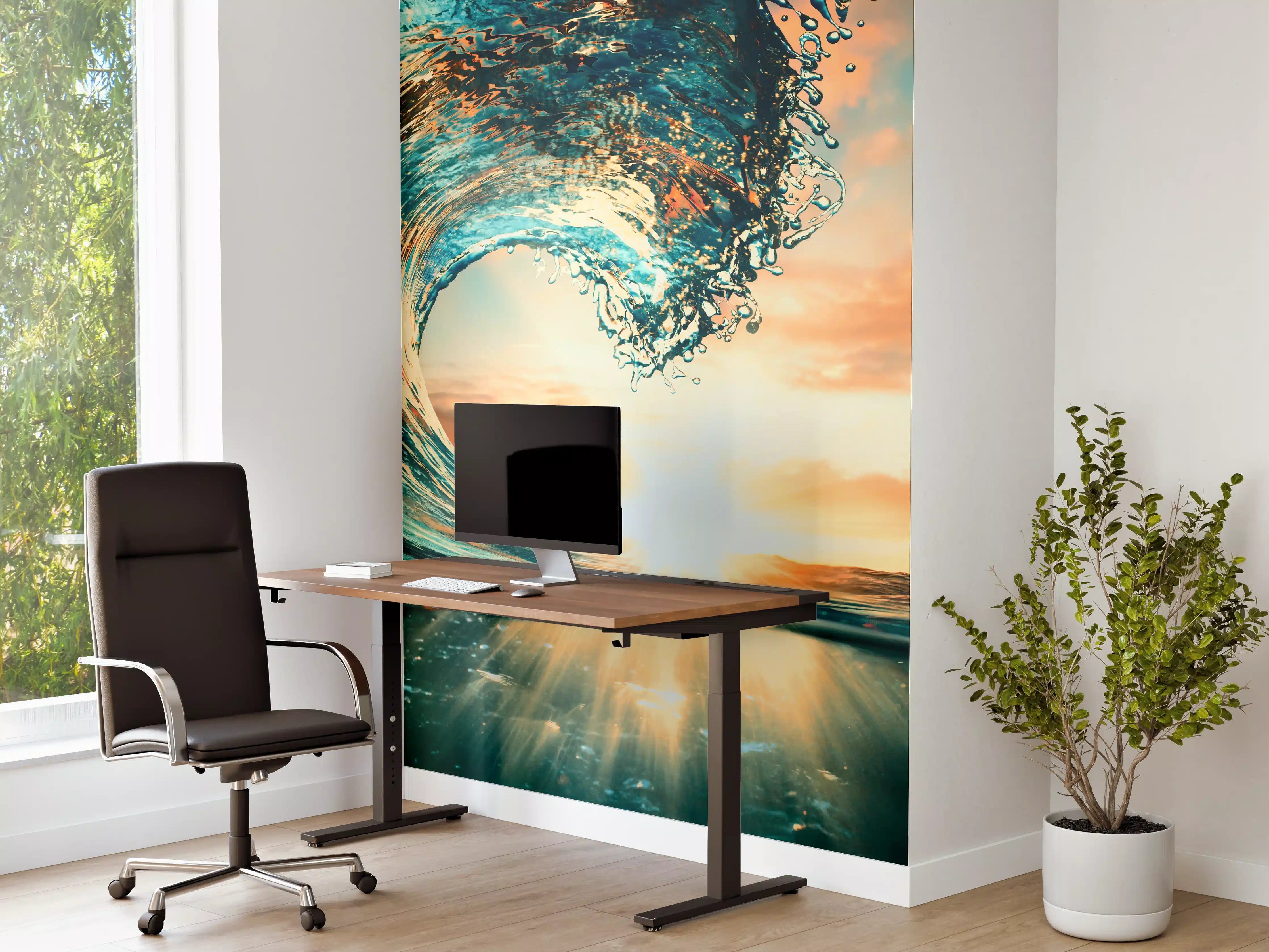 Büro Wandgestaltung - Ozean Welle im Sonnenuntergang 