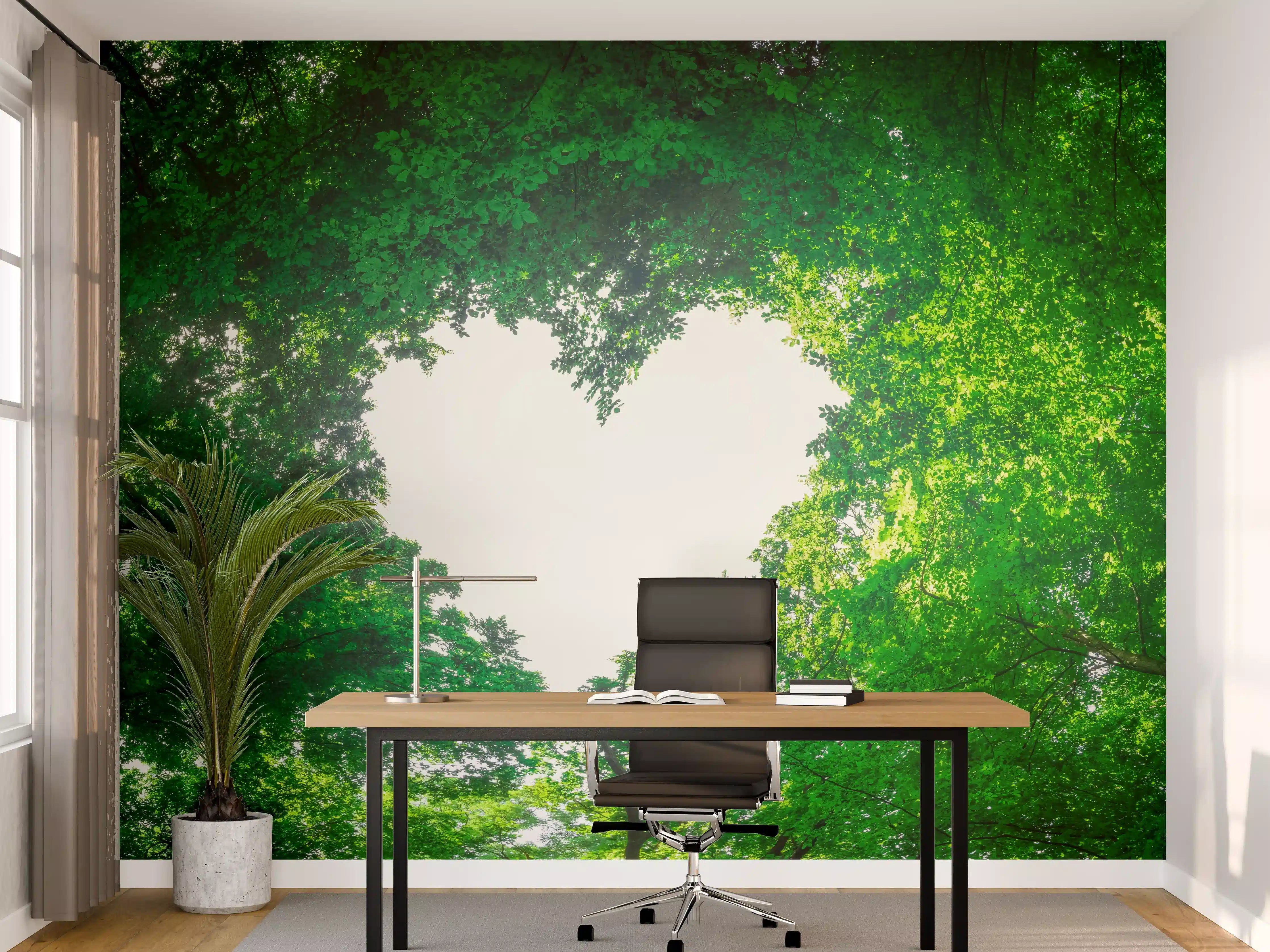 Büro Wandgestaltung - Panorama - Baumkronen formen ein Herz