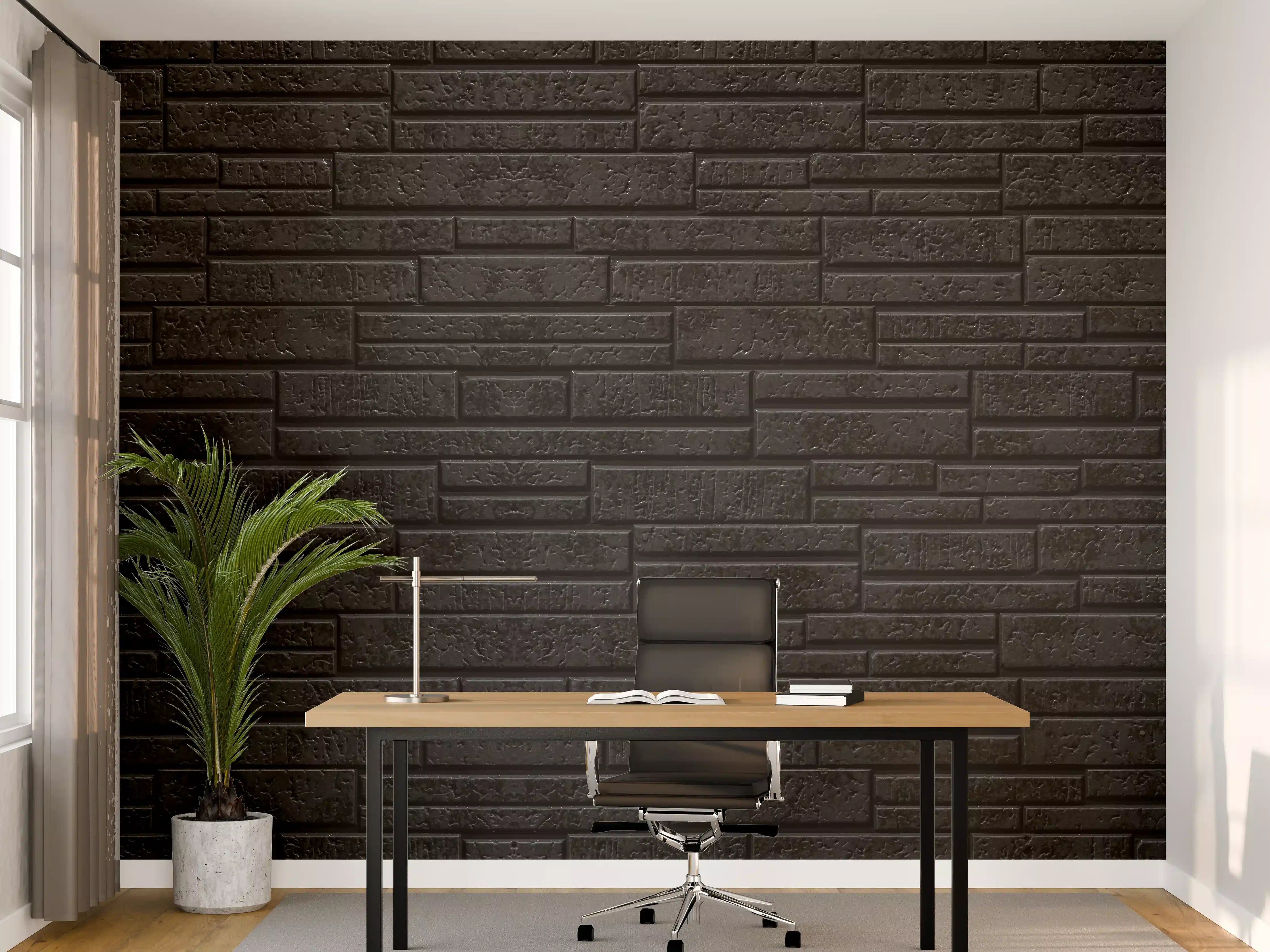 Büro Wandgestaltung - Panorama - Schwarze Steinmauer