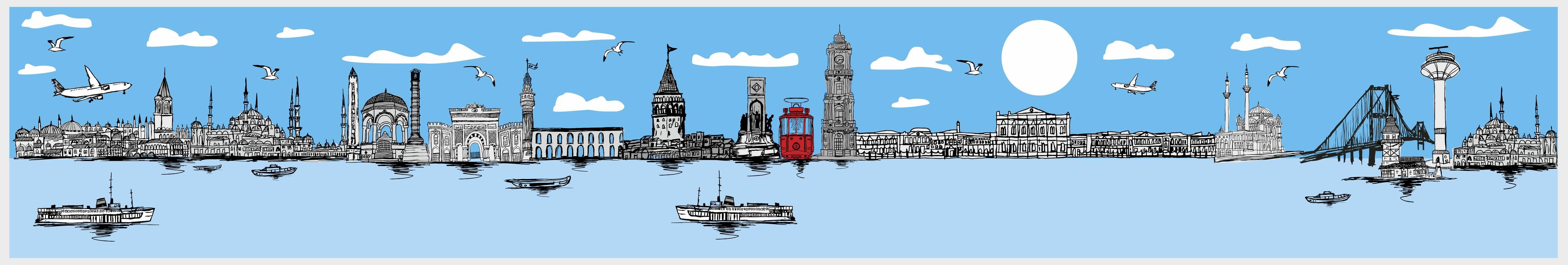 Büro Wandgestaltung-Panorama Skylines Graphic Print