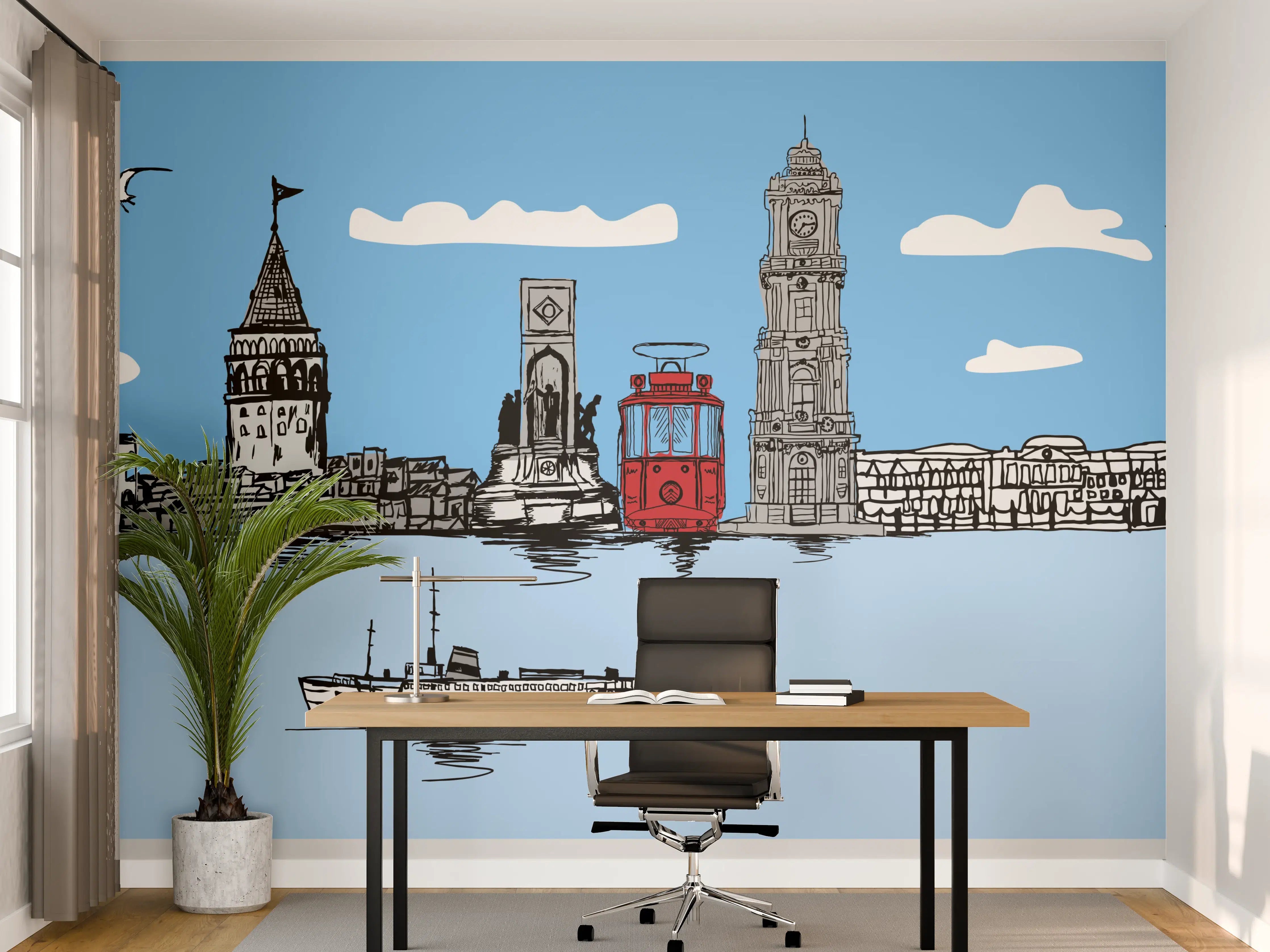 Büro Wandgestaltung - Panorama Skylines Graphic Print