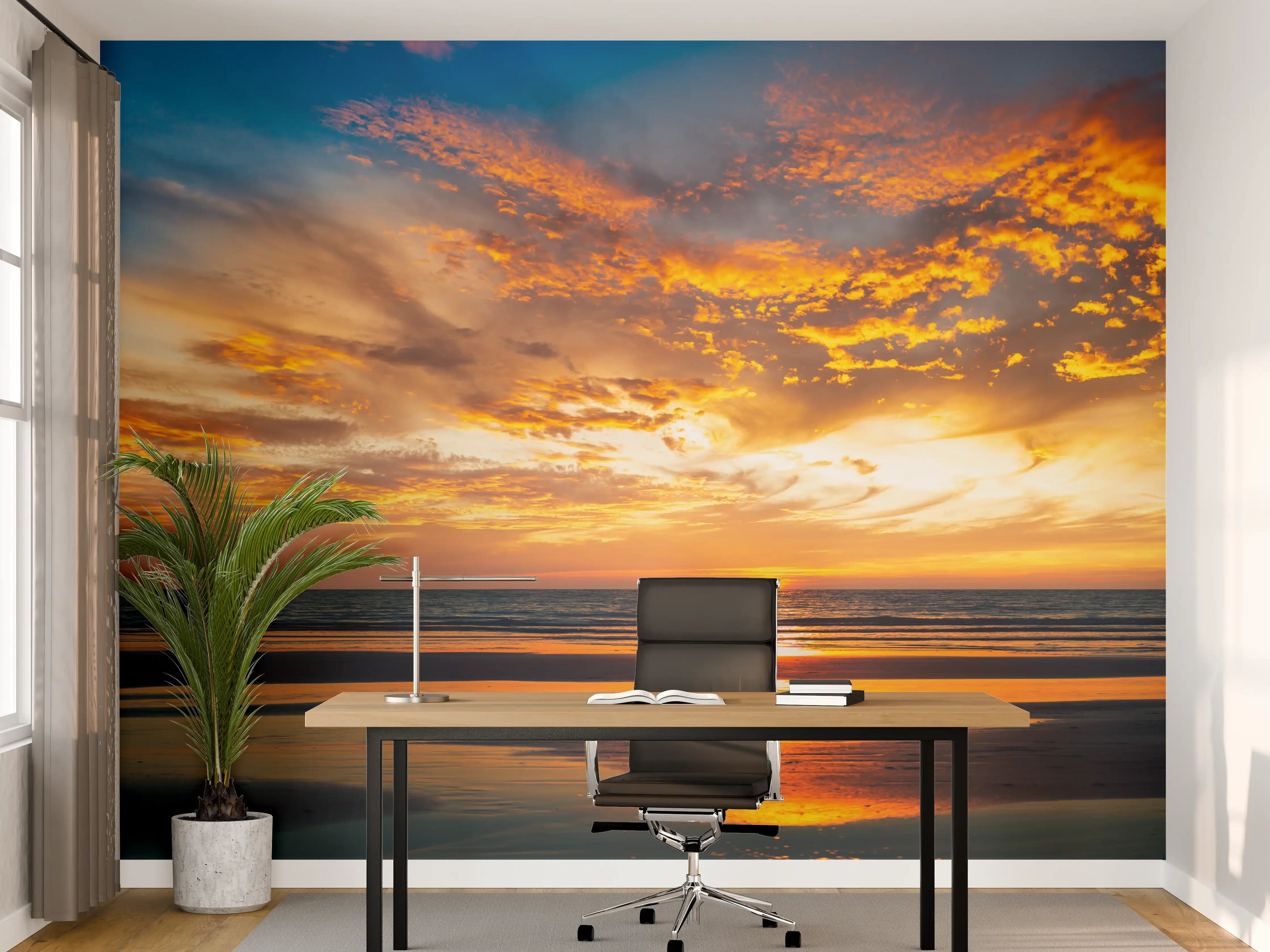 Büro Wandgestaltung - Panorama Sonnenuntergang am Meer