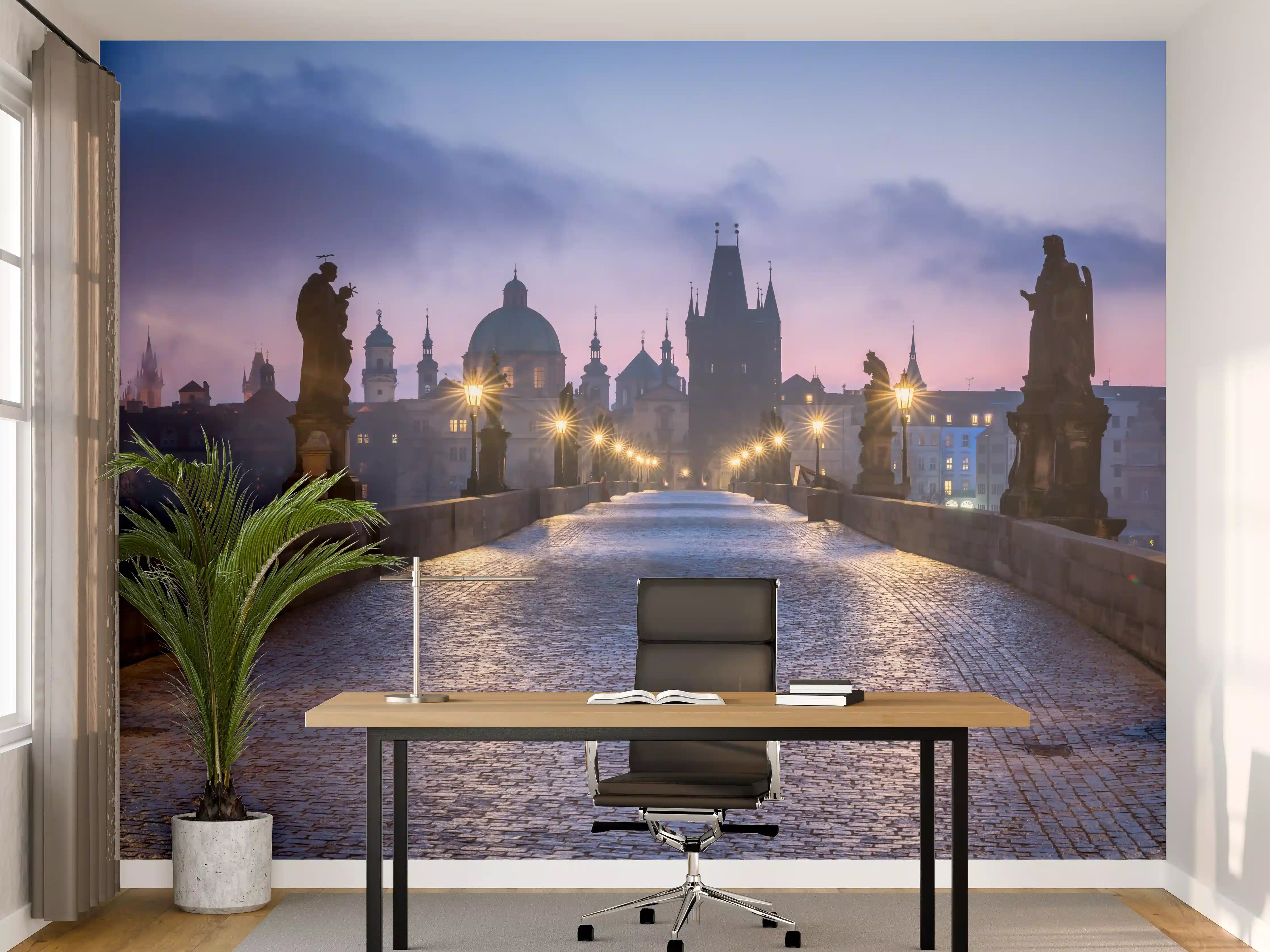 Büro Wandgestaltung - Panorama der Karlsbrücke in Prag