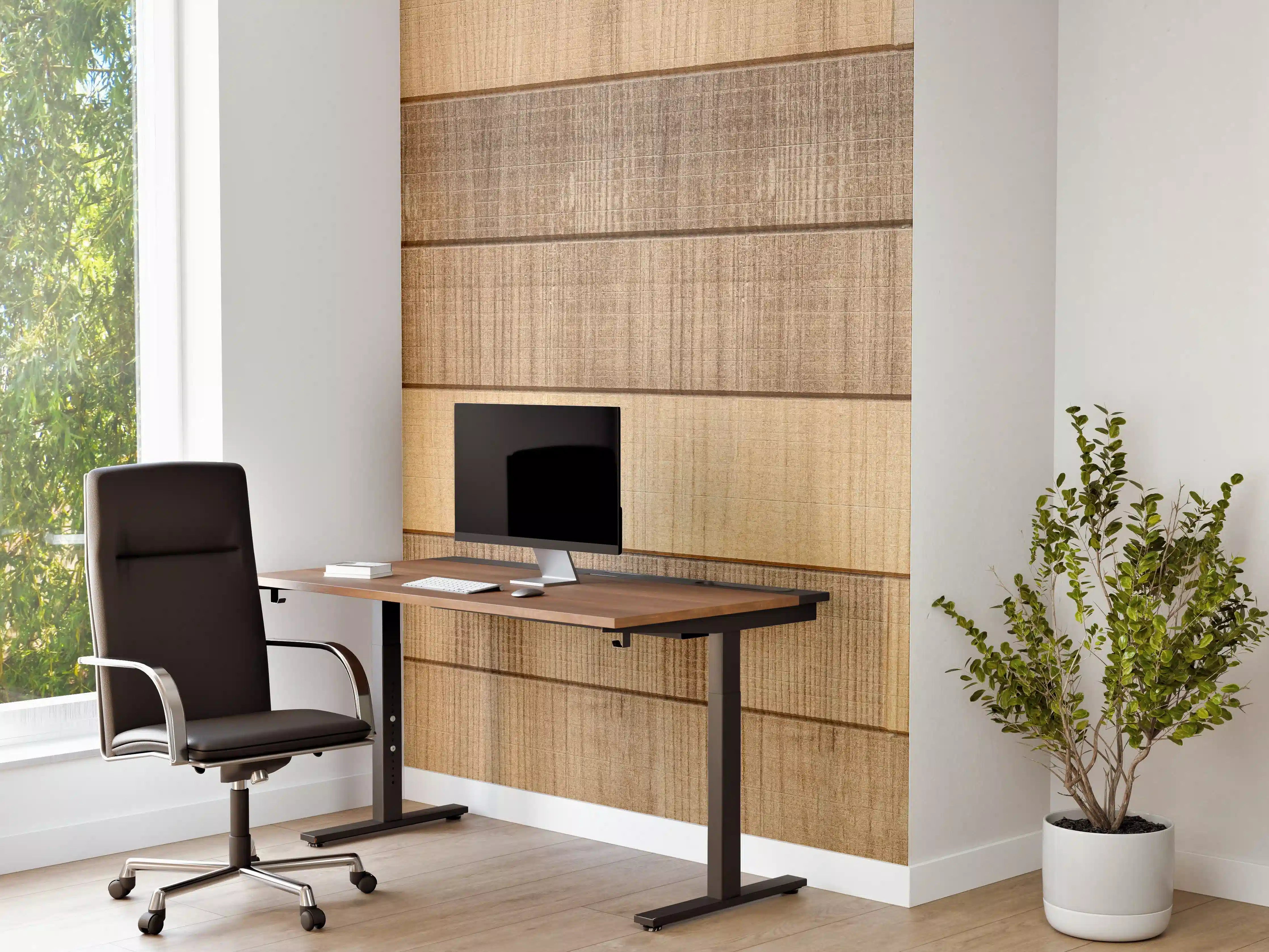 Büro Wandgestaltung - Panorama der braunen Holzplanken