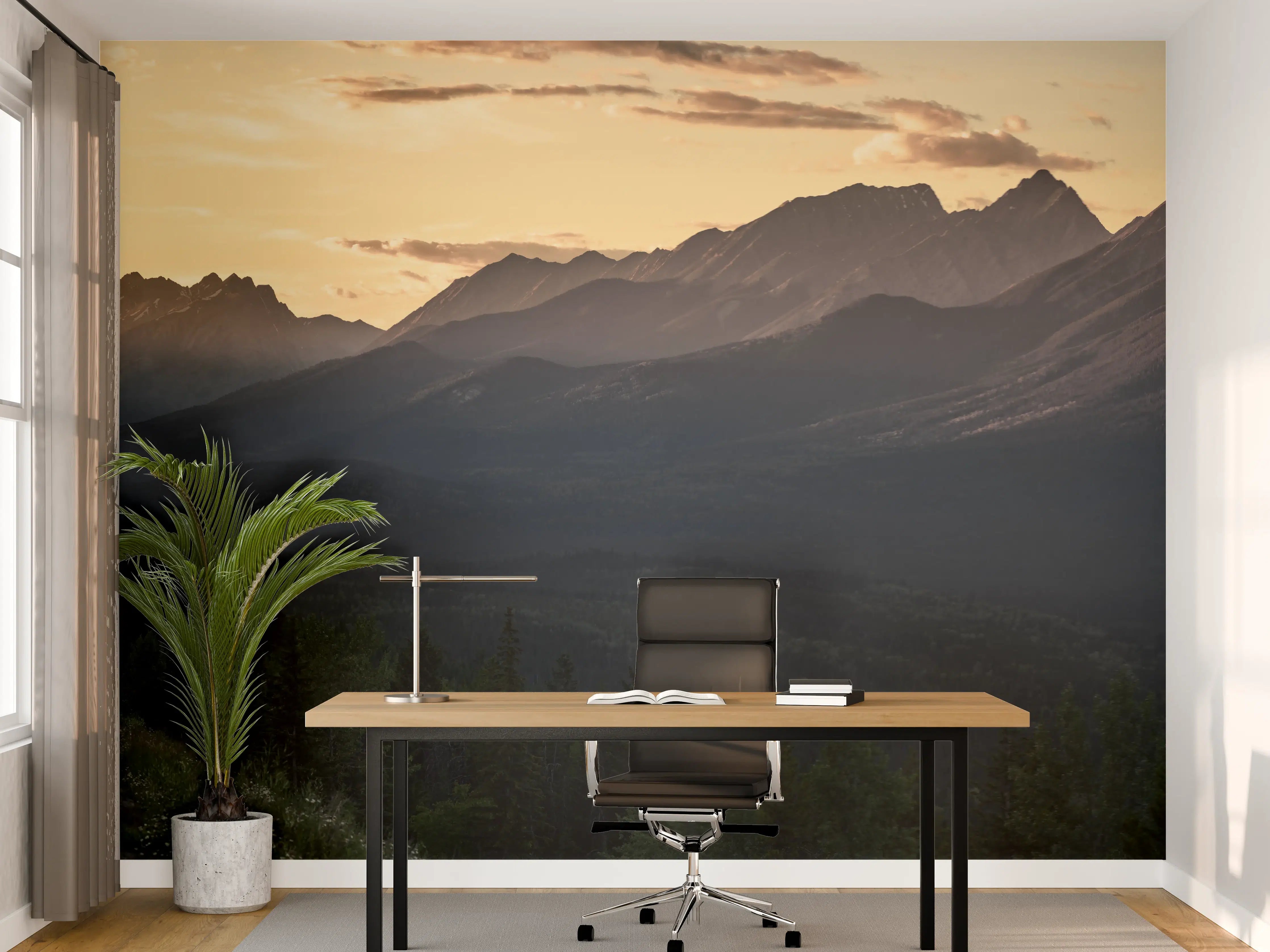 Büro Wandgestaltung - Panorama des Kooteney Valley bei Sonnenuntergang