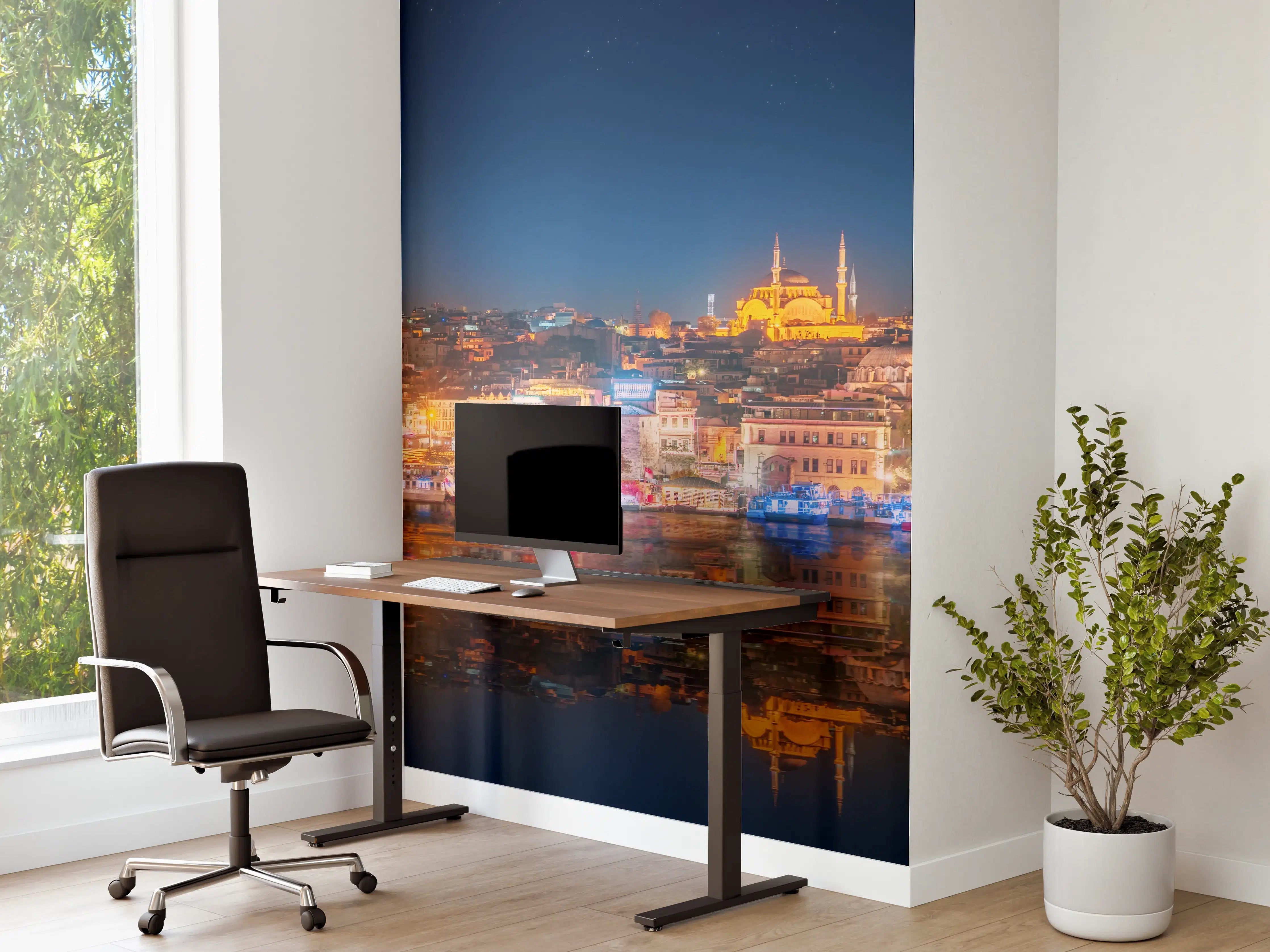 Büro Wandgestaltung - Panorama von Istanbul & Bosporus bei Nacht