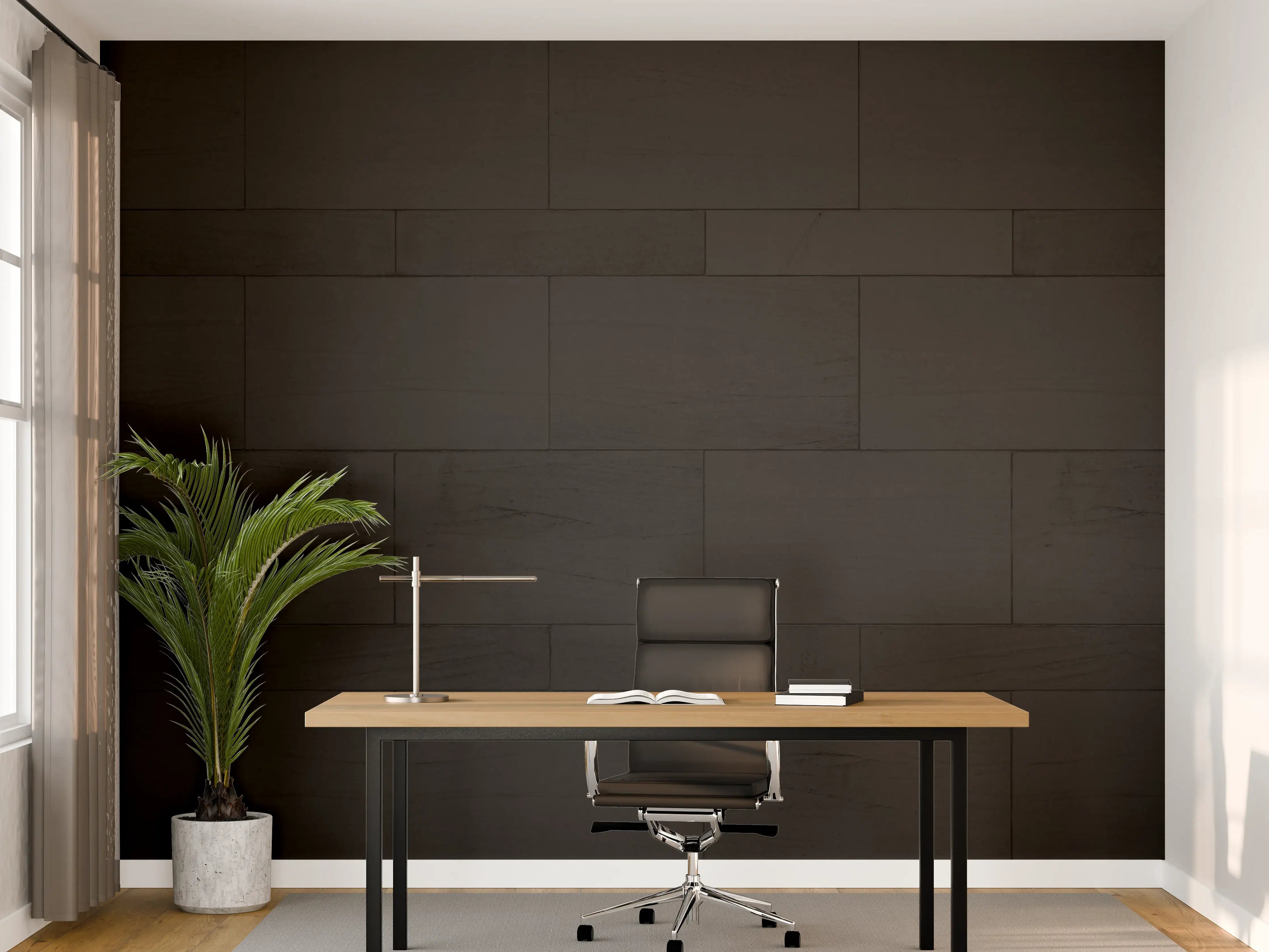Büro Wandgestaltung - Panorama von schwarzer Granitwand