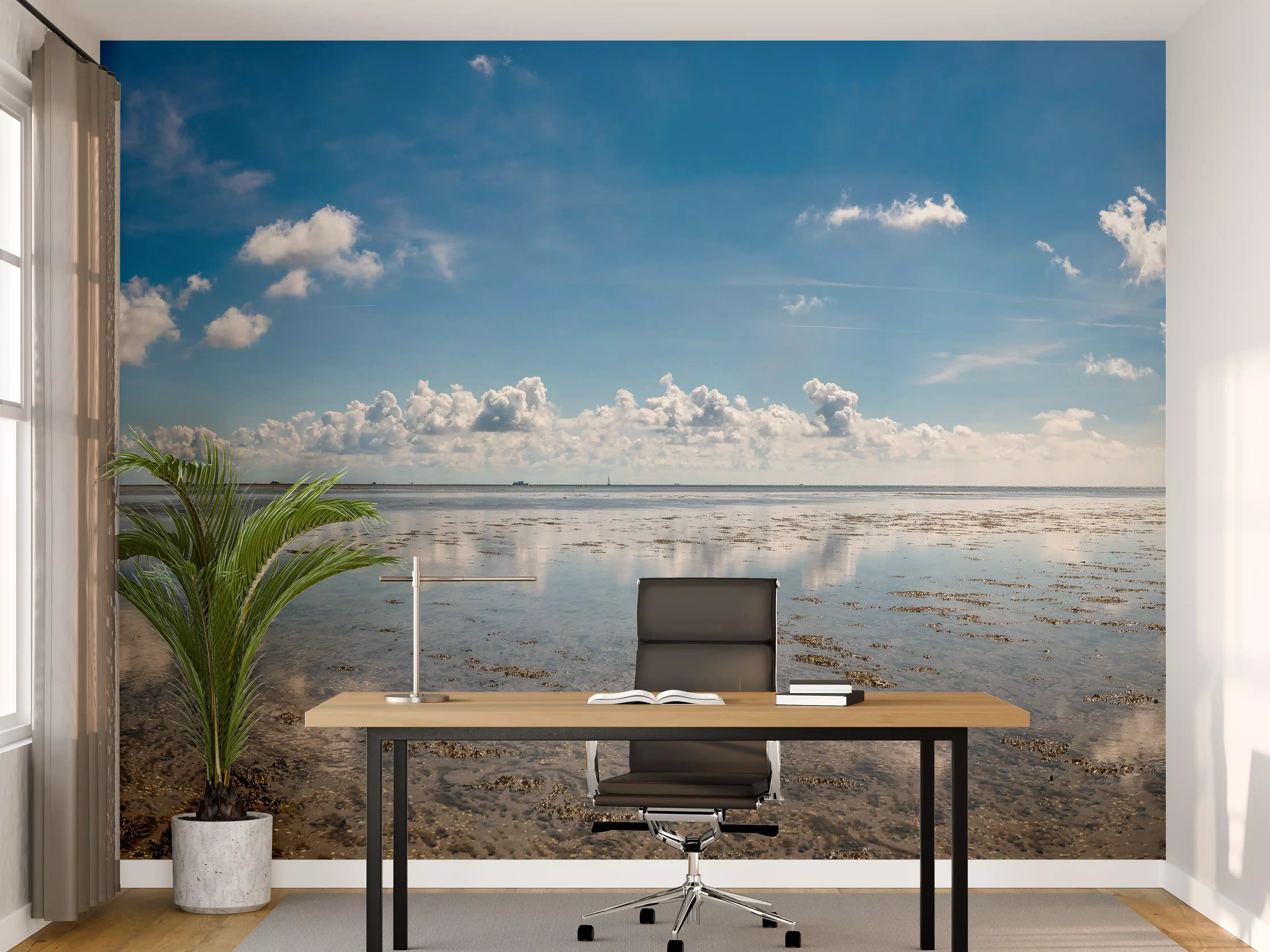 Büro Wandgestaltung - Panoramablick auf den ruhigen Ozean