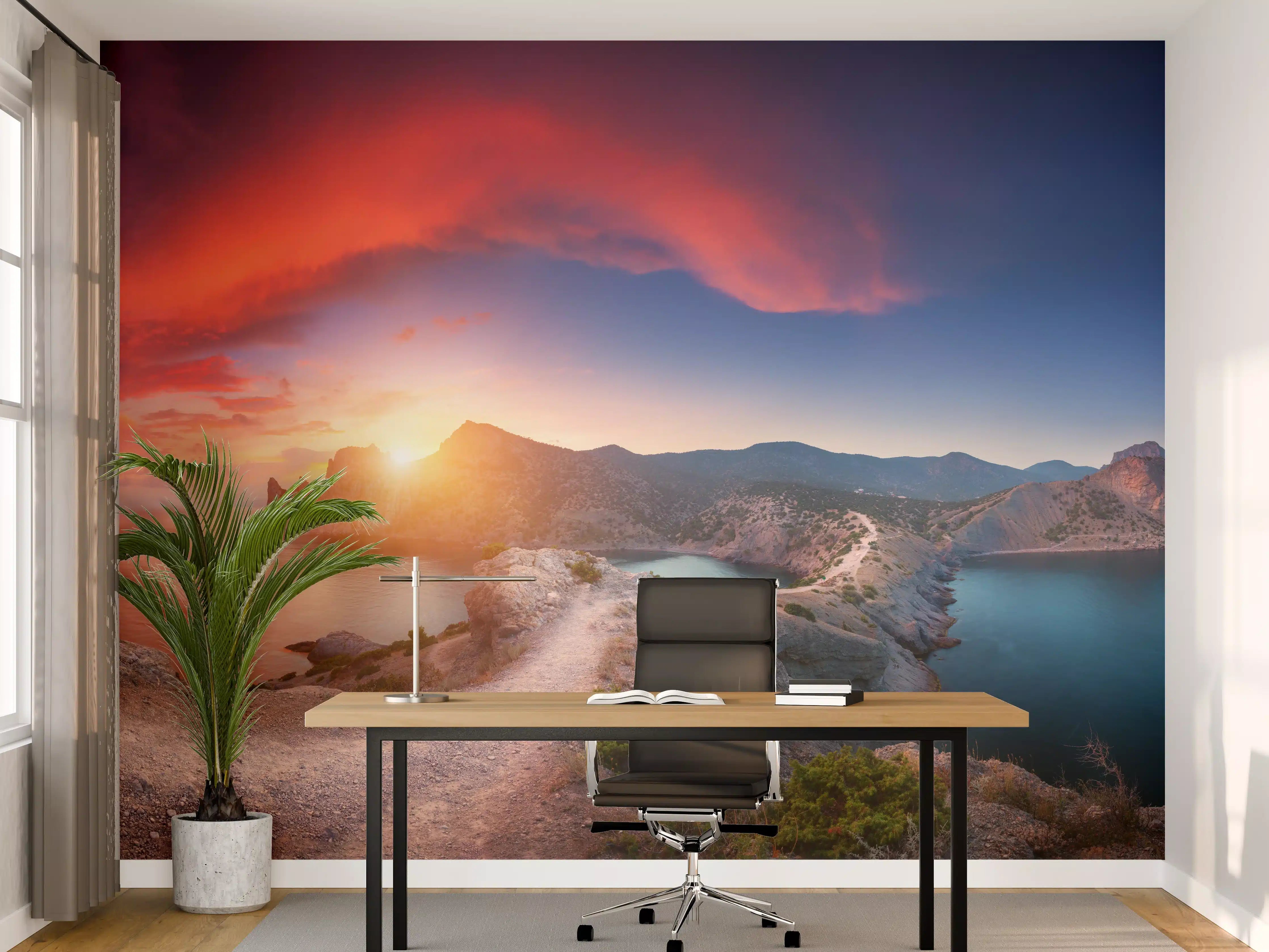 Büro Wandgestaltung - Panoramalandschaft mit Bergen