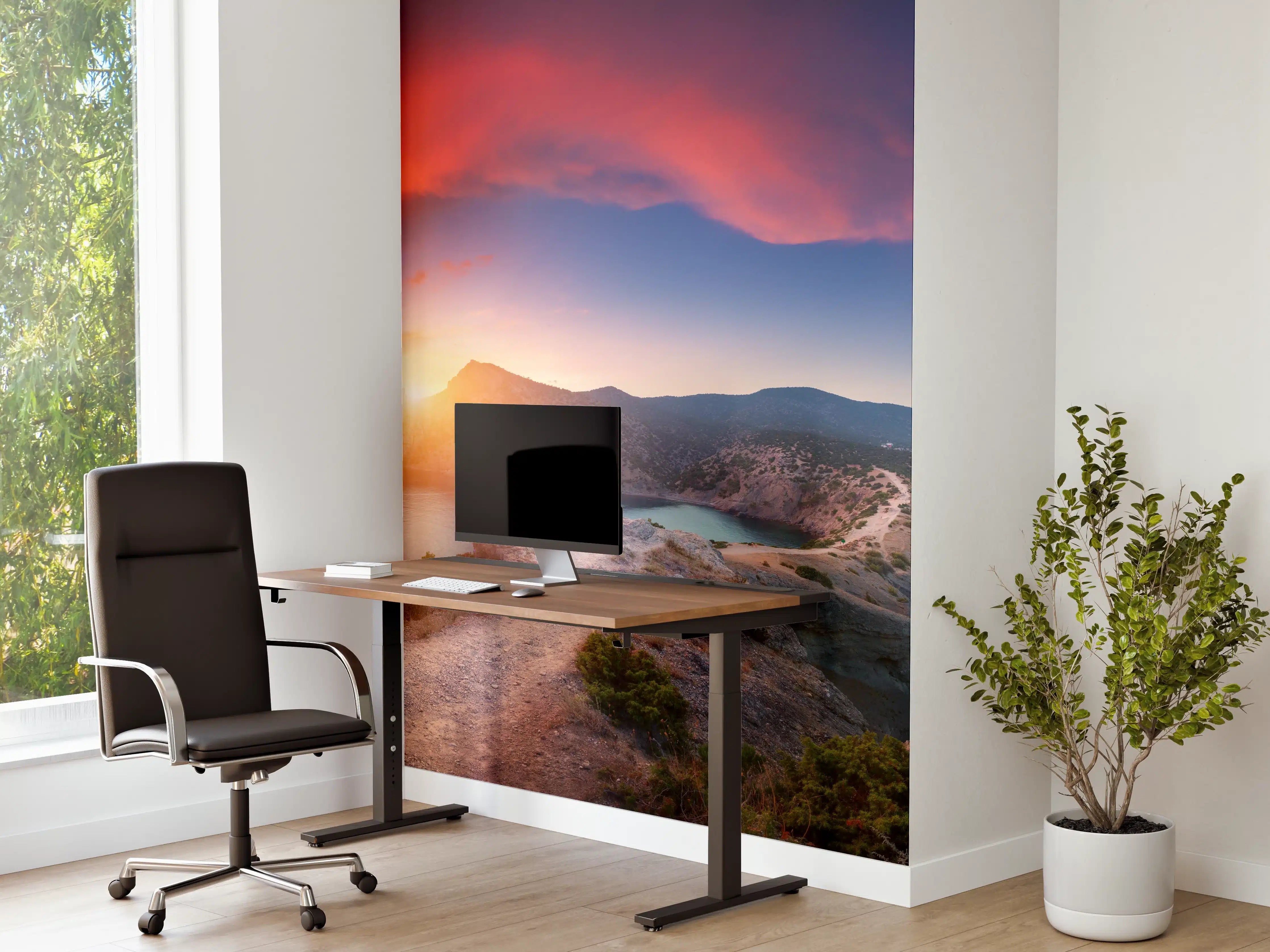 Büro Wandgestaltung - Panoramalandschaft mit Bergen