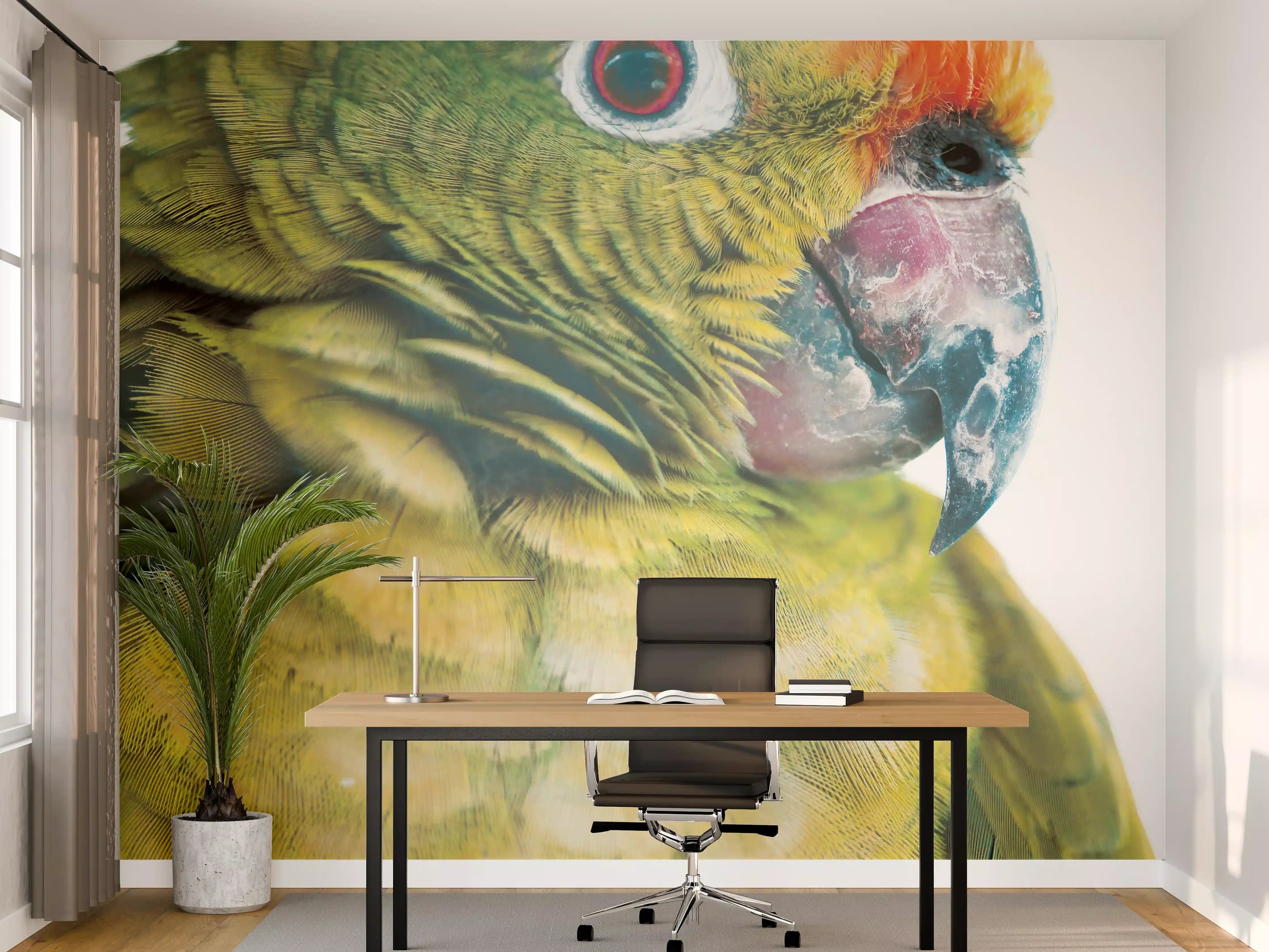 Büro Wandgestaltung - Papagei - Nahaufname