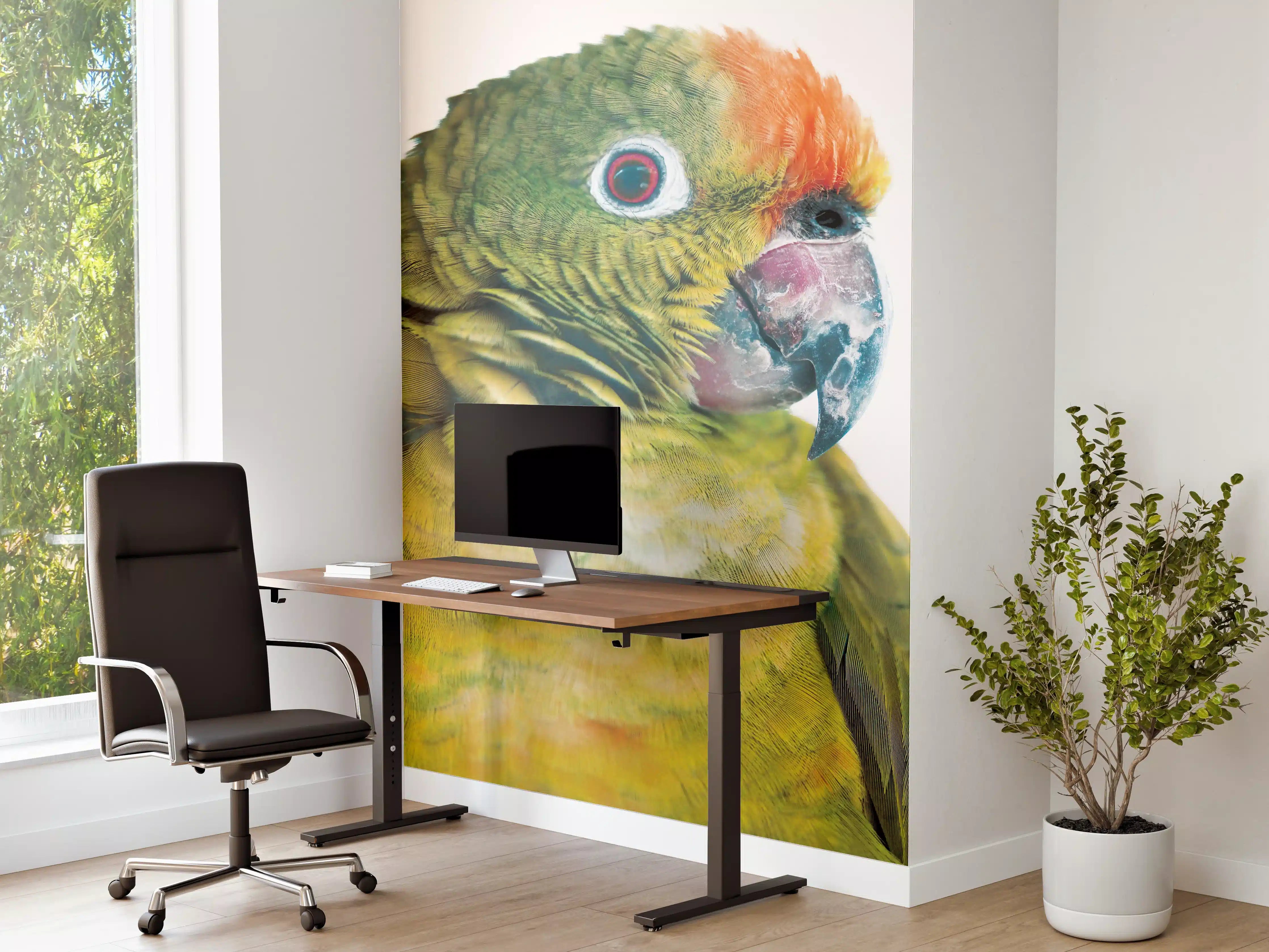 Büro Wandgestaltung - Papagei - Nahaufname