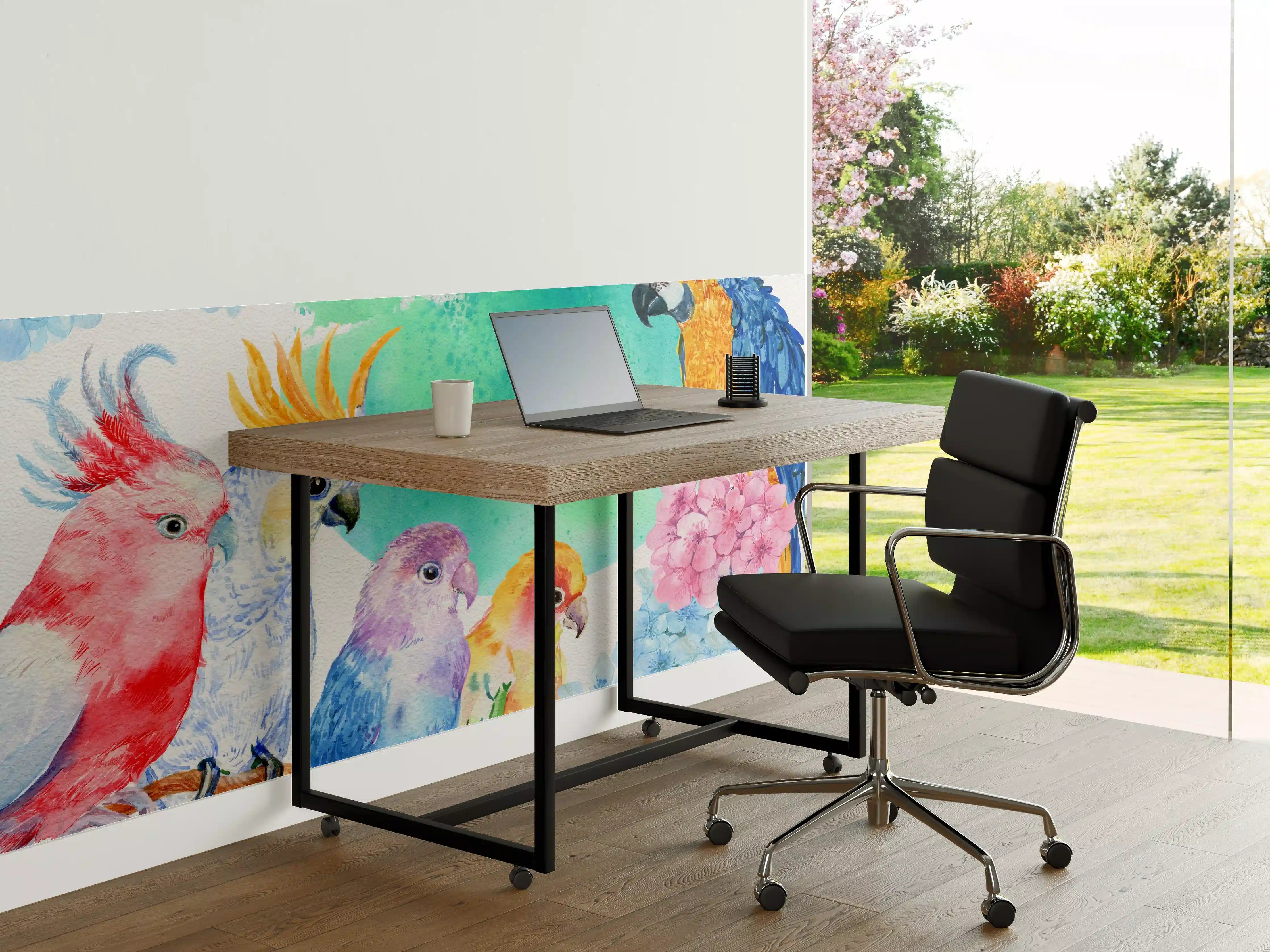 Büro Wandgestaltung - Papagei Aquarell - exotisch