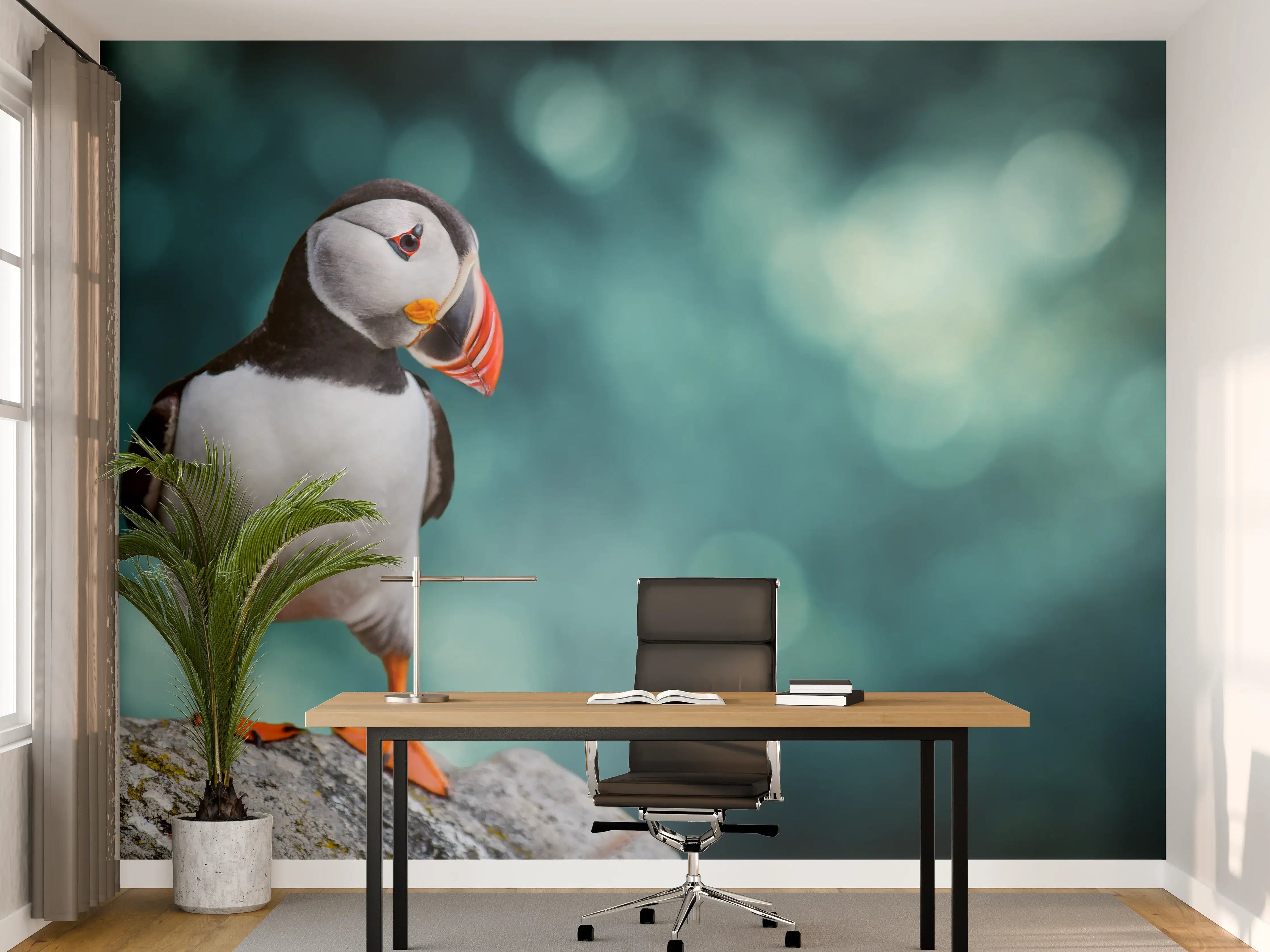 Büro Wandgestaltung - Papageientaucher auf Fels