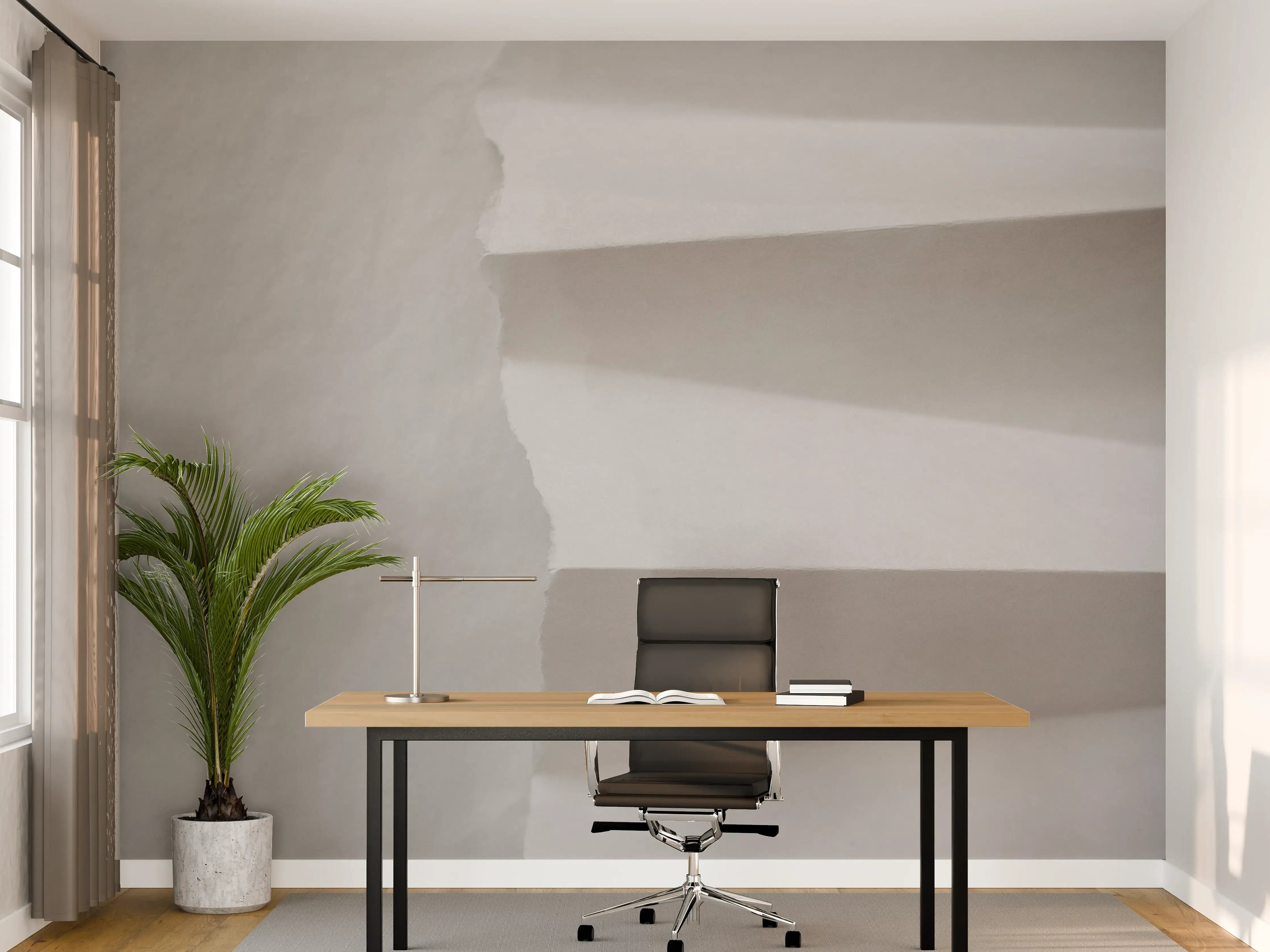 Büro Wandgestaltung - Papier-Collage in Weiß und Grau