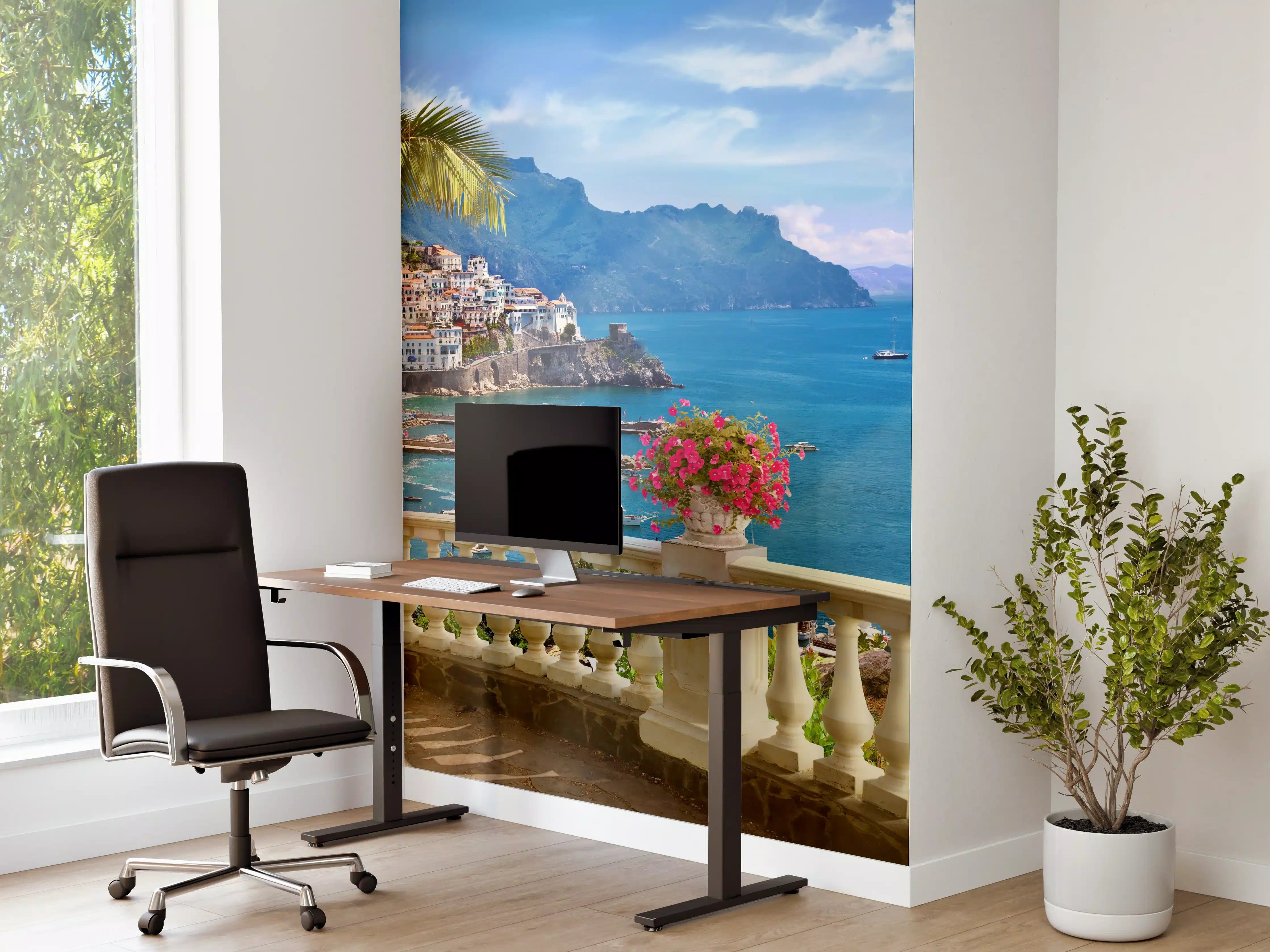 Büro Wandgestaltung - Paradiesischer Ausblick vom Balkon in Sizilien