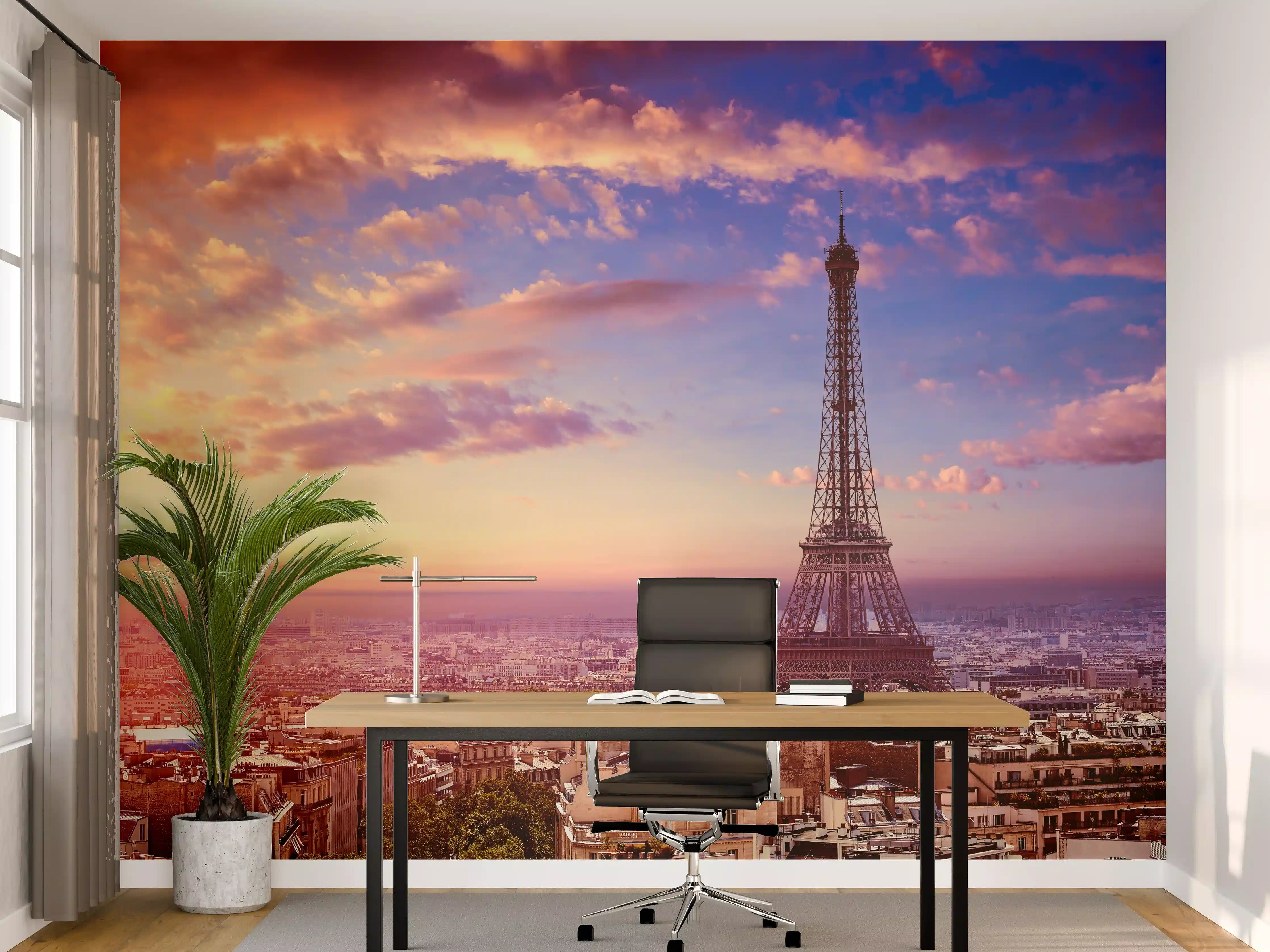Büro Wandgestaltung - Pariser Eiffelturm aus der Luft 