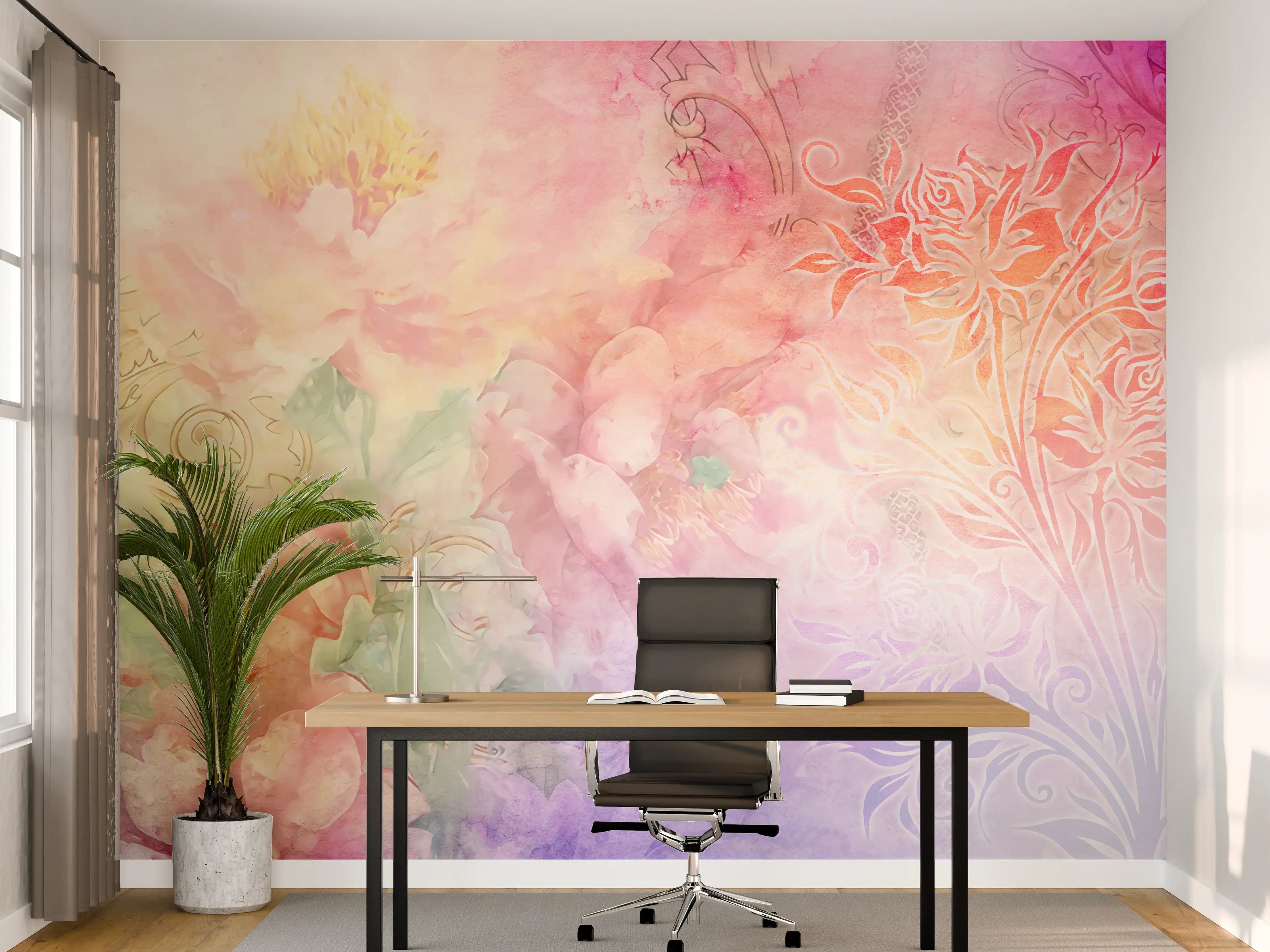 Büro Wandgestaltung - Pastell-Blüten-Zauber Illustration