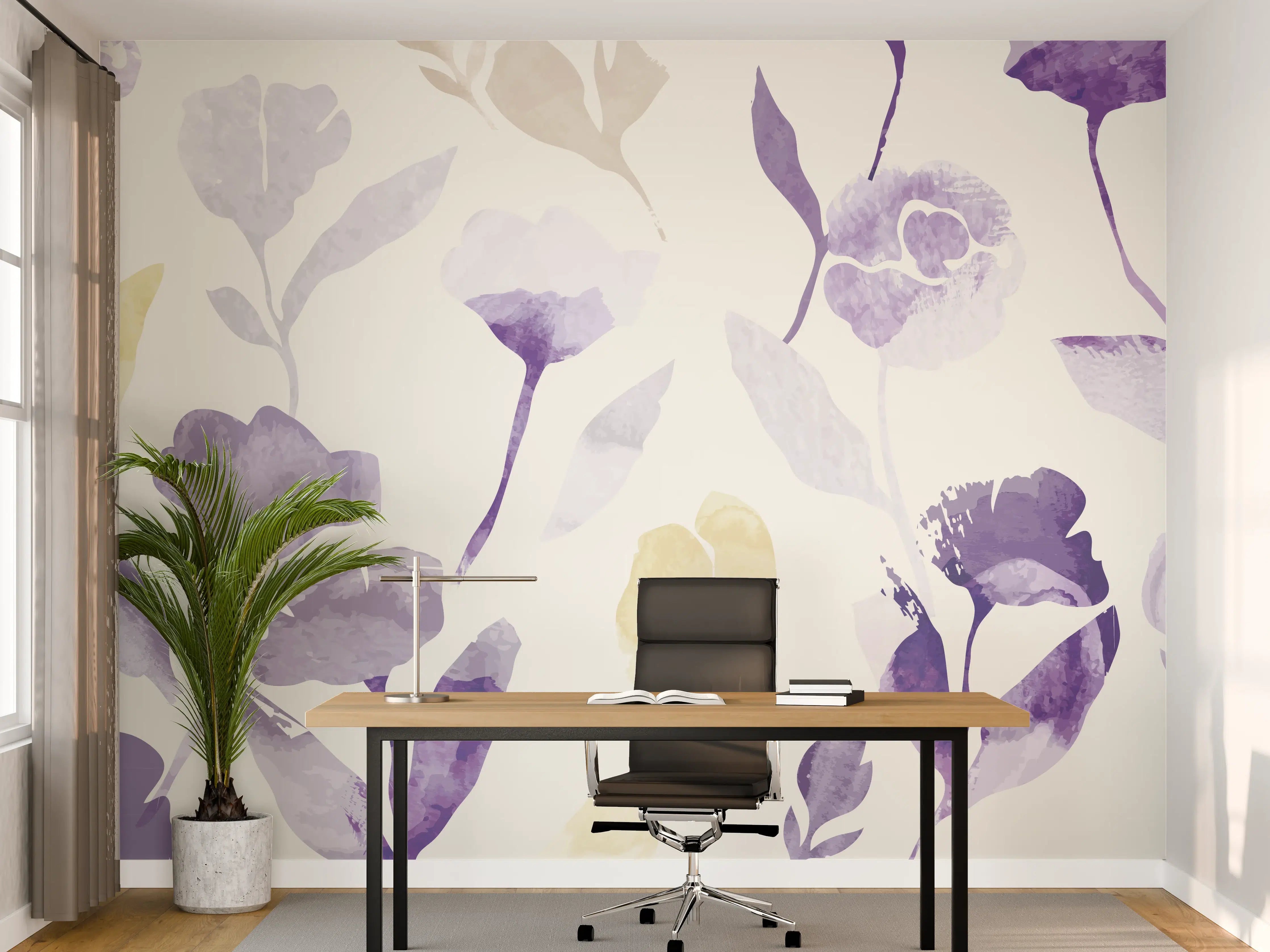 Büro Wandgestaltung - Pastell Blumen Aquarell Design