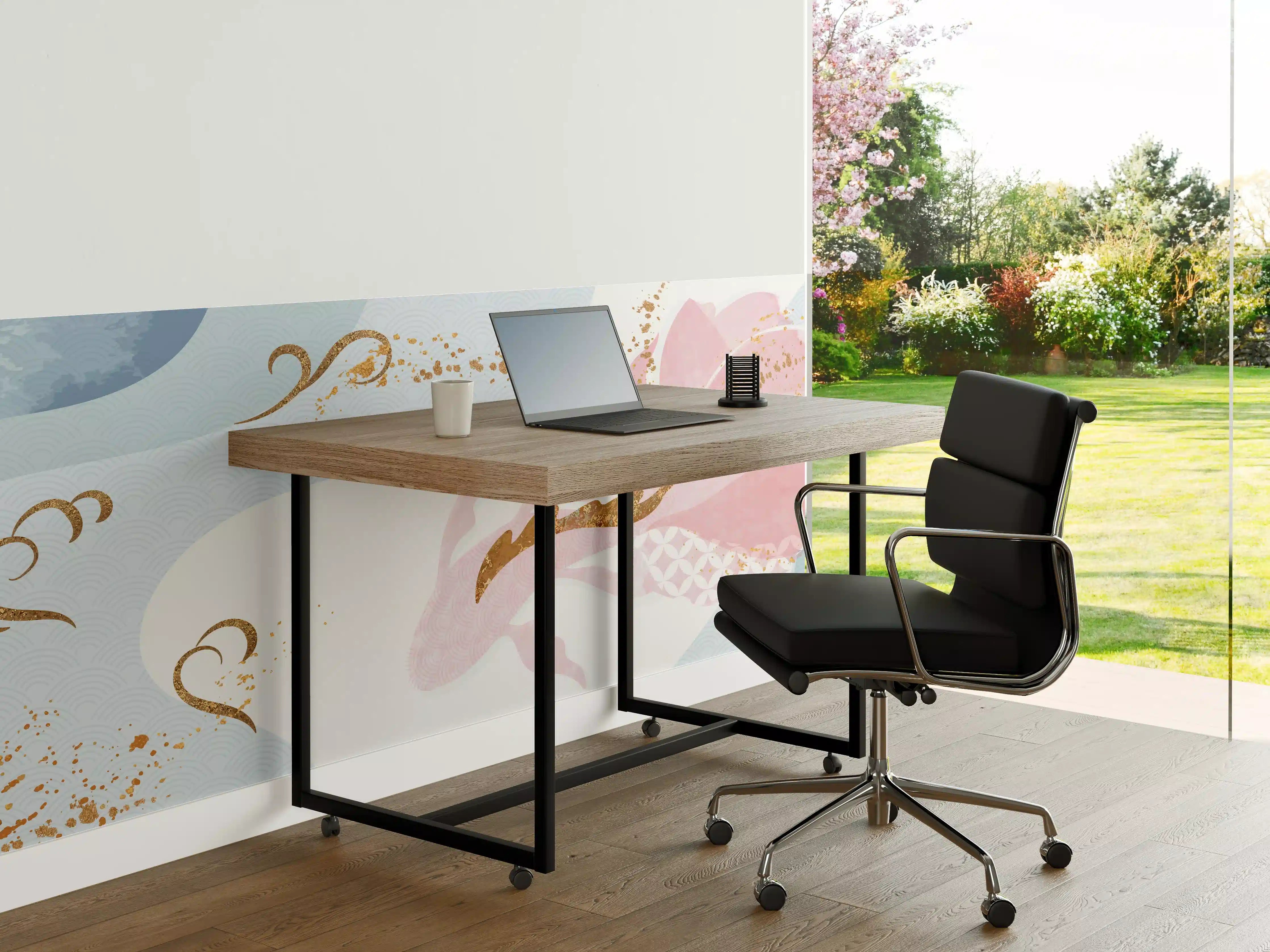 Büro Wandgestaltung - Pastell-Blumenmuster Goldakzente