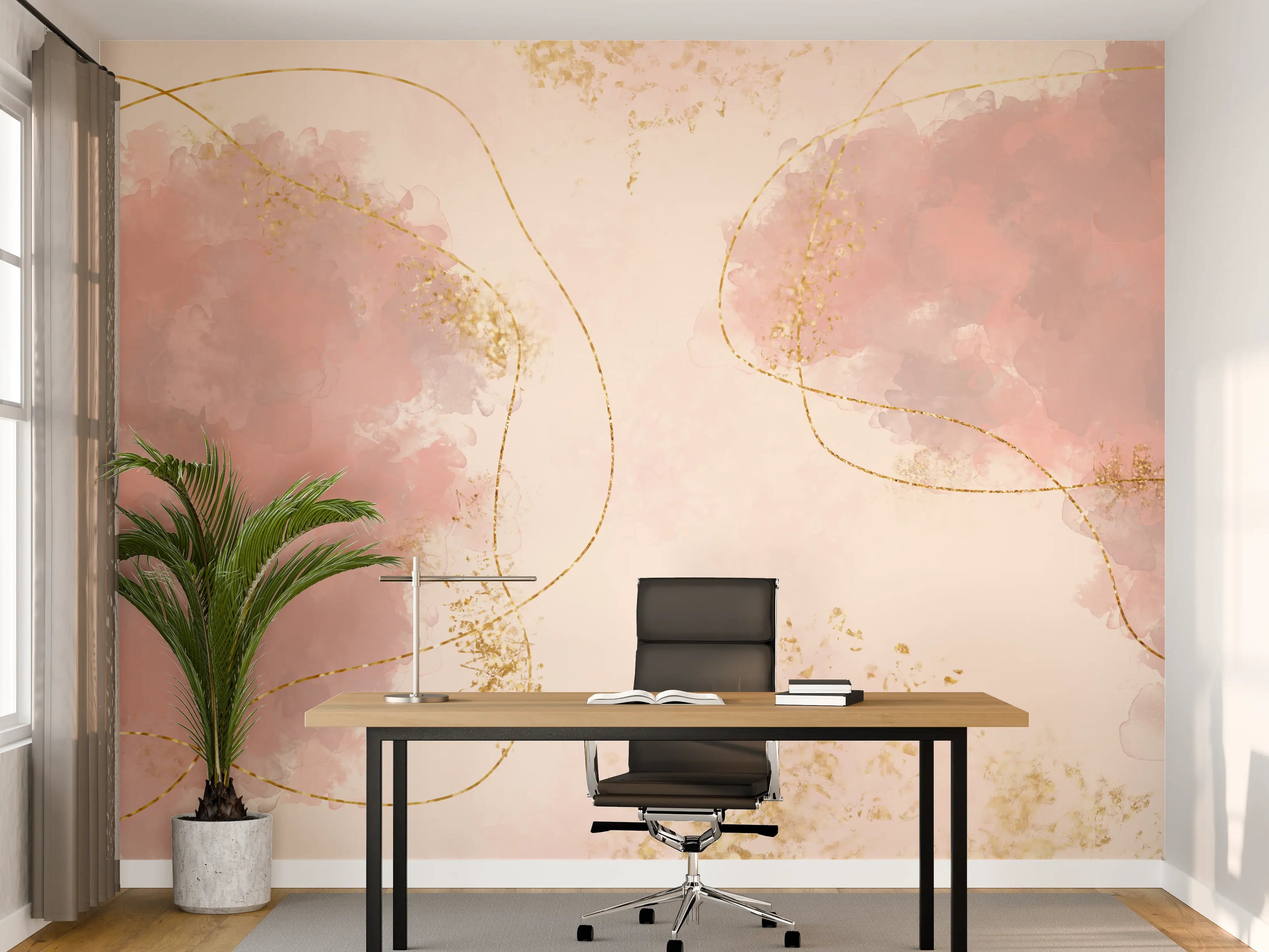 Büro Wandgestaltung - Pastell Farben Zeichnung - Rosa