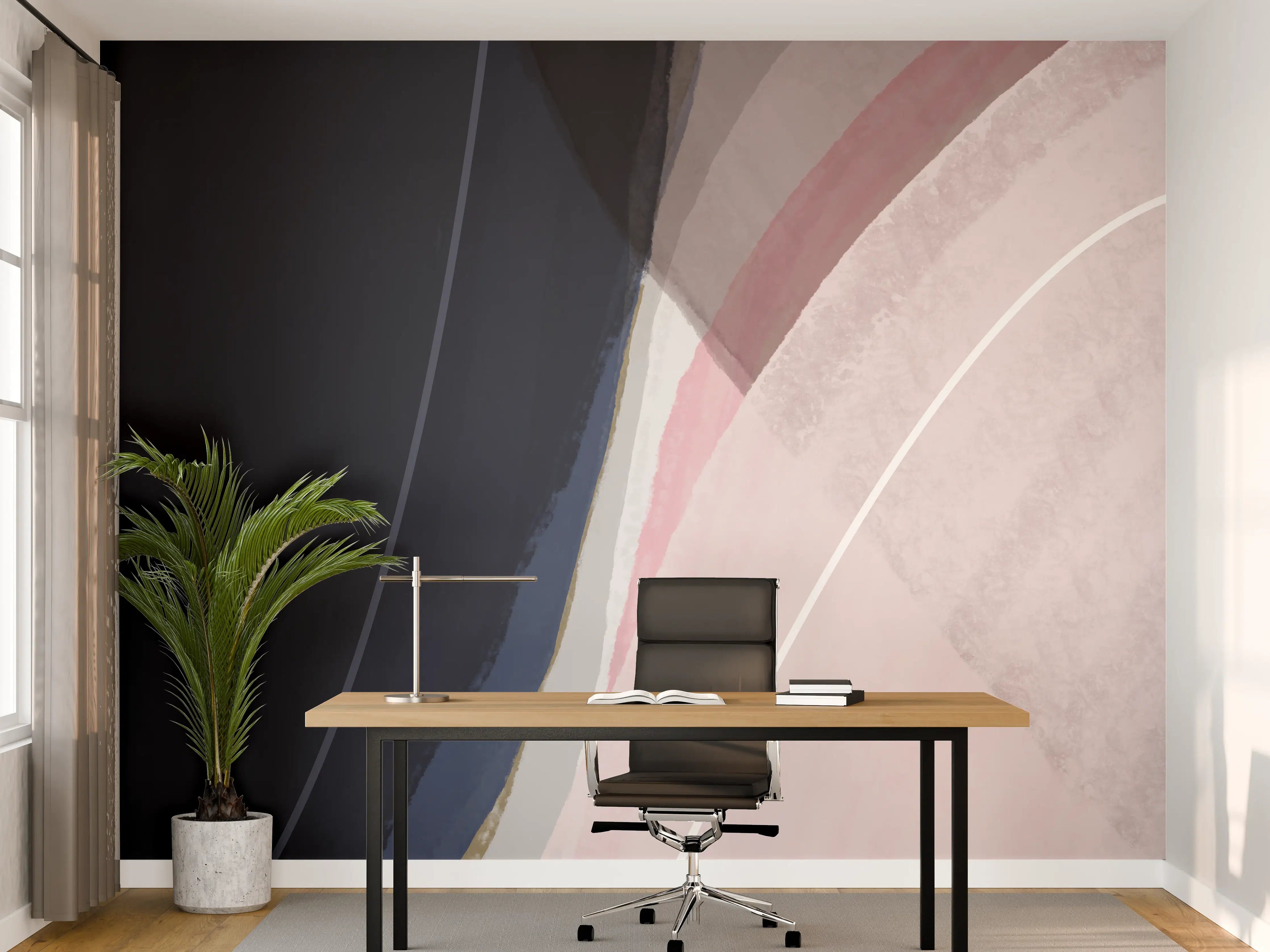 Büro Wandgestaltung - Pastell Grau Blau Abstraktion