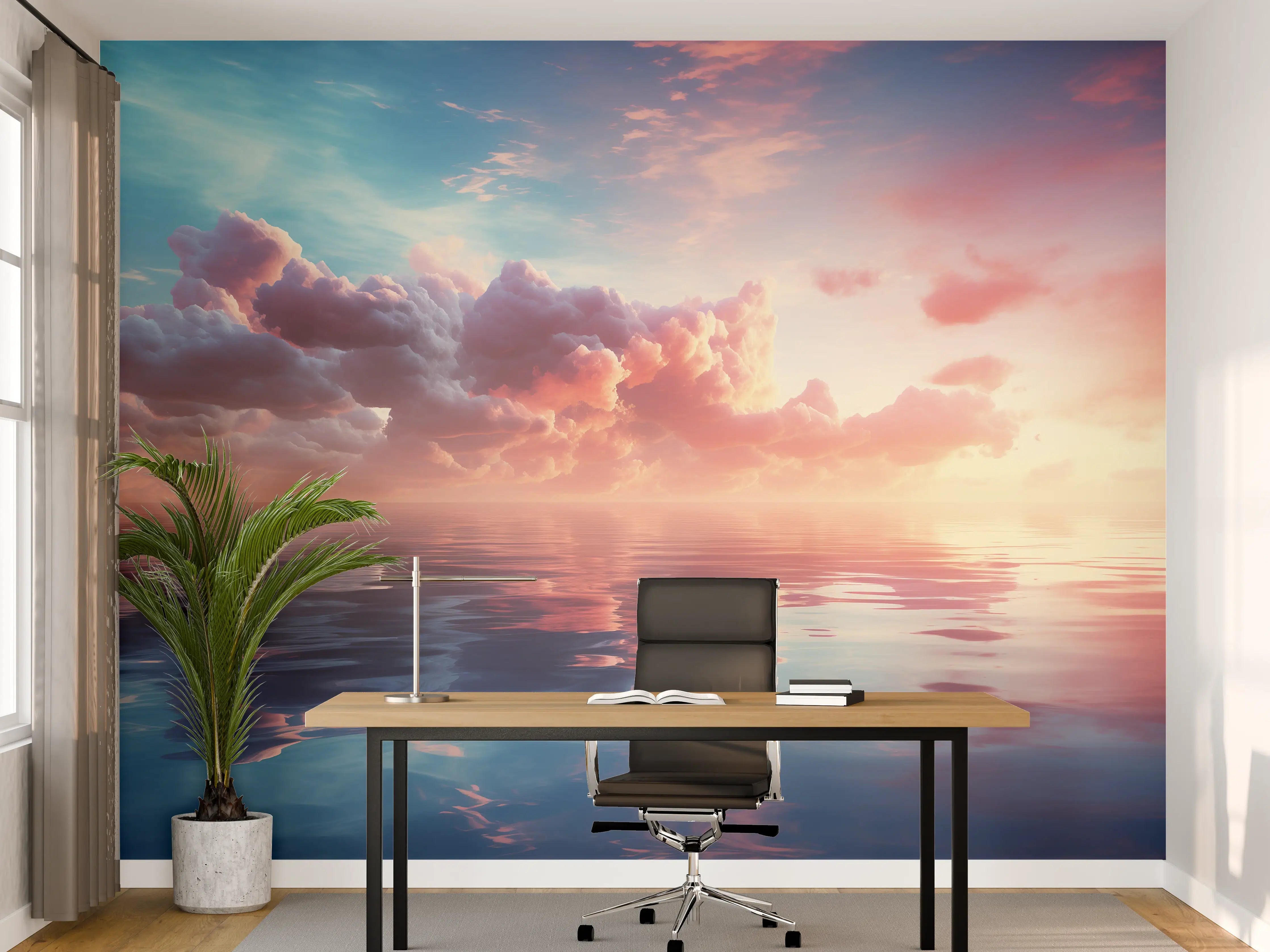 Büro Wandgestaltung - Pastell-Sonnenuntergang über Meer