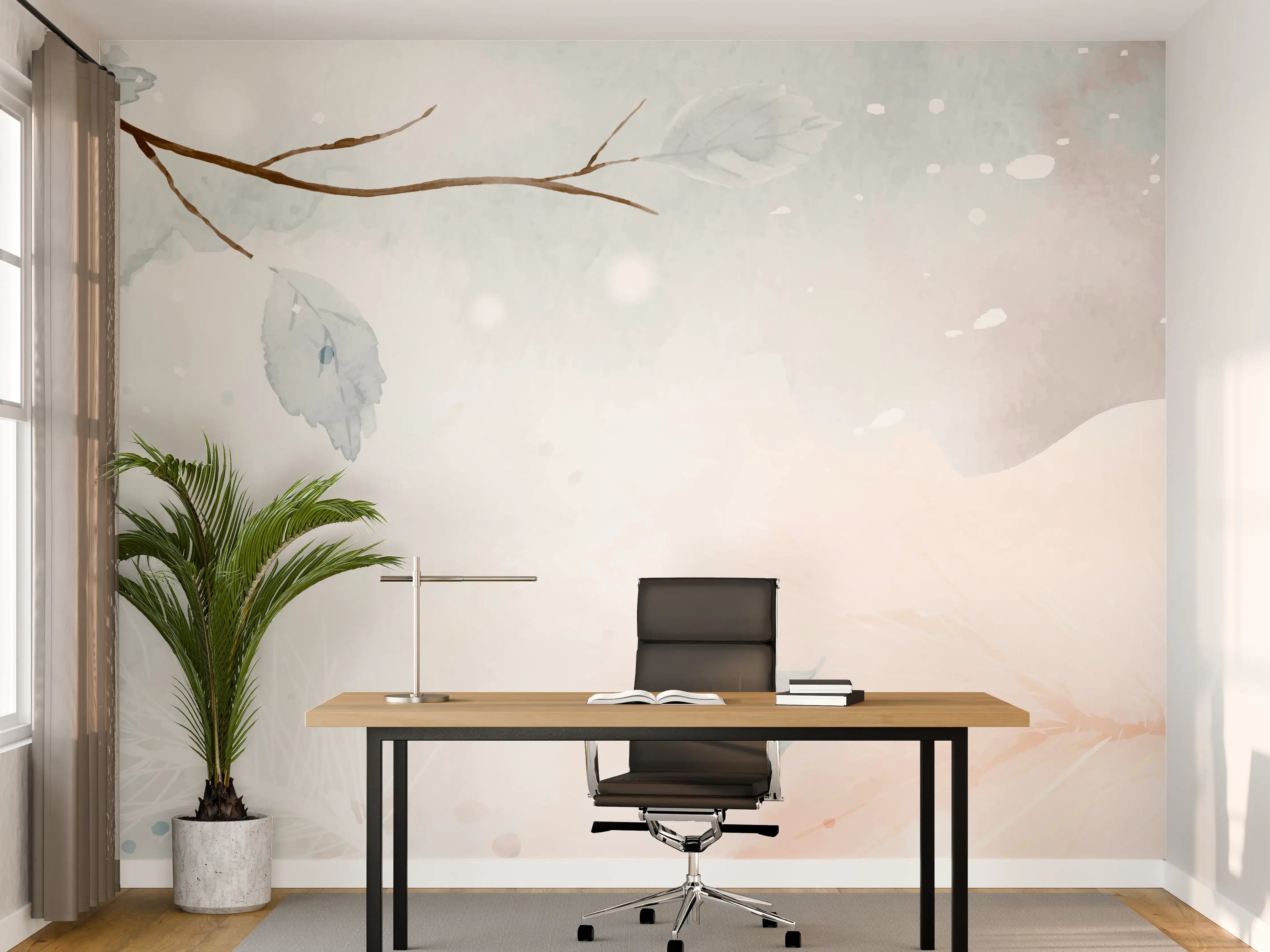 Büro Wandgestaltung - Pastell Winter Zweige