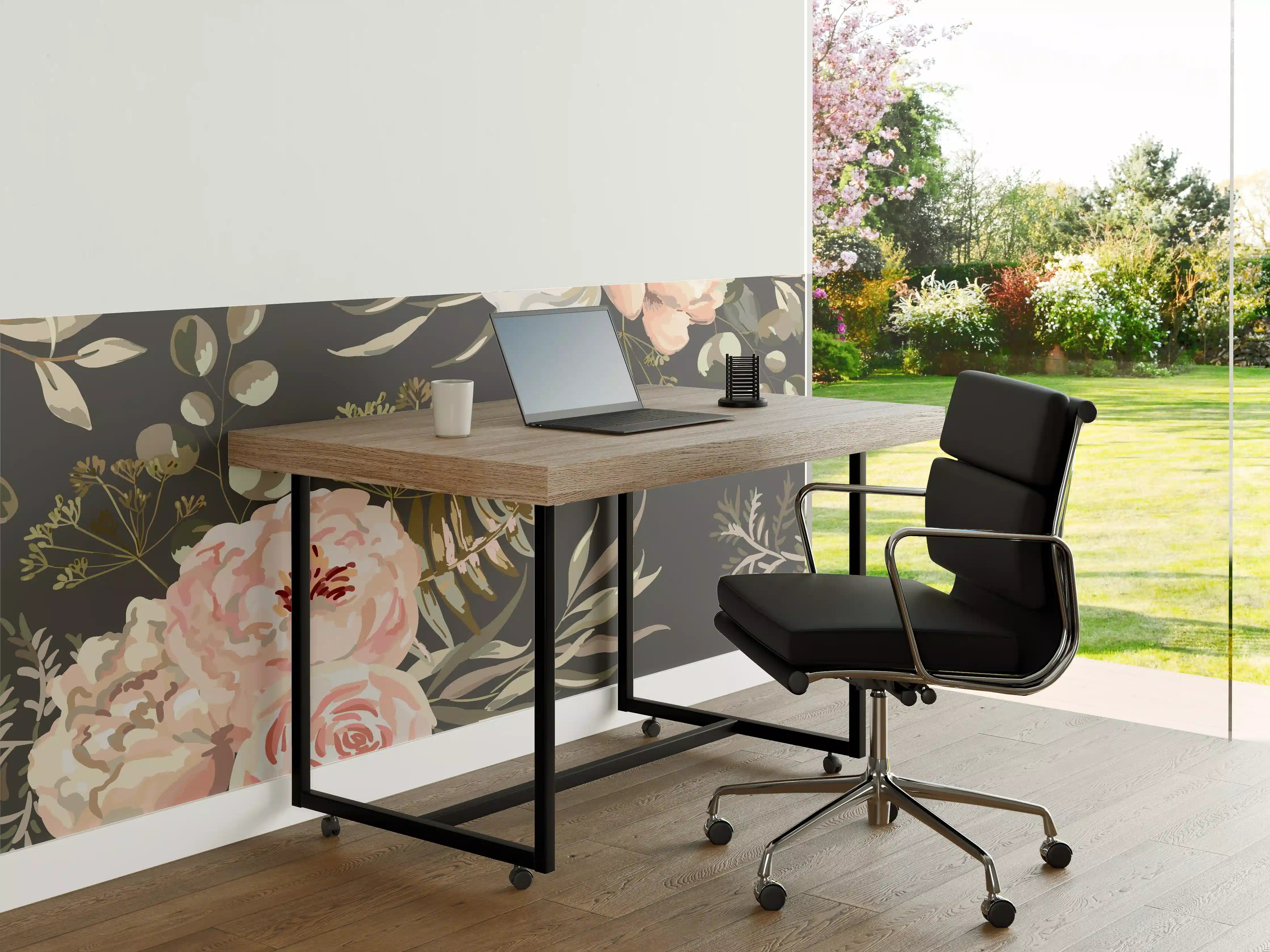 Büro Wandgestaltung - Pastellfarbene Blumenillustration mit zarten Grautönen