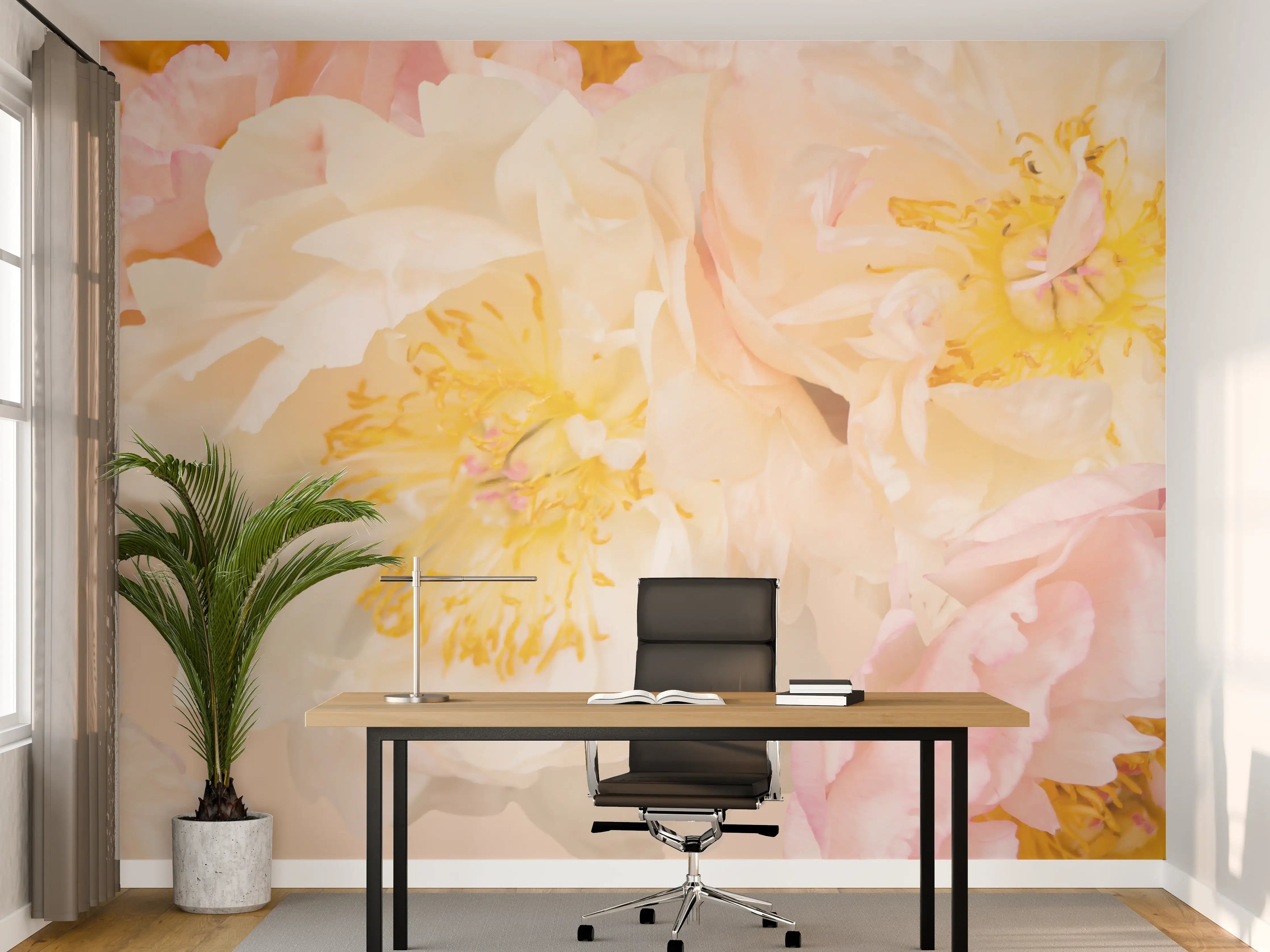 Büro Wandgestaltung - Pastellfarbene Blumenpracht