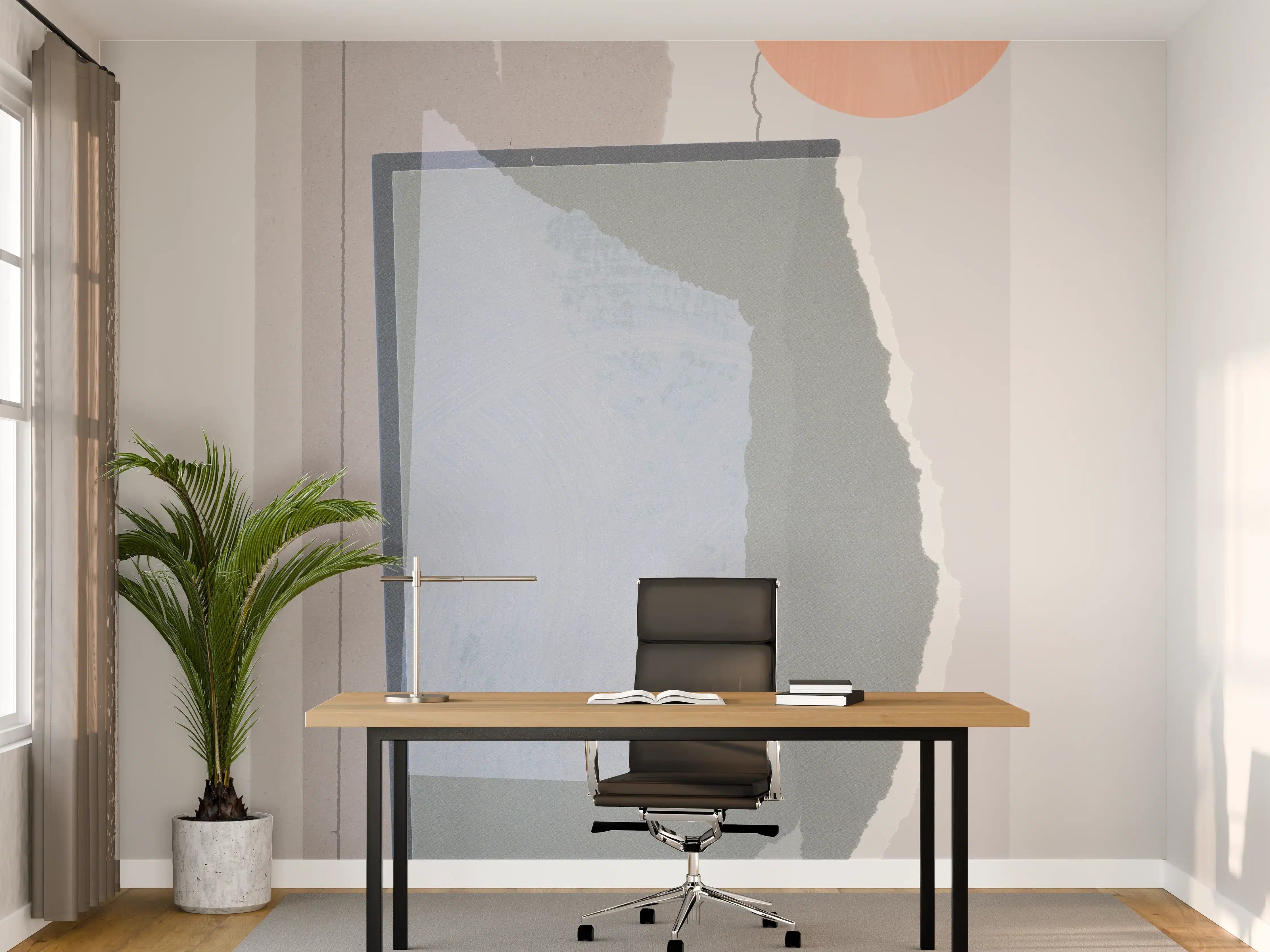 Büro Wandgestaltung - Pastellfarbene Collage mit geometrischen Formen