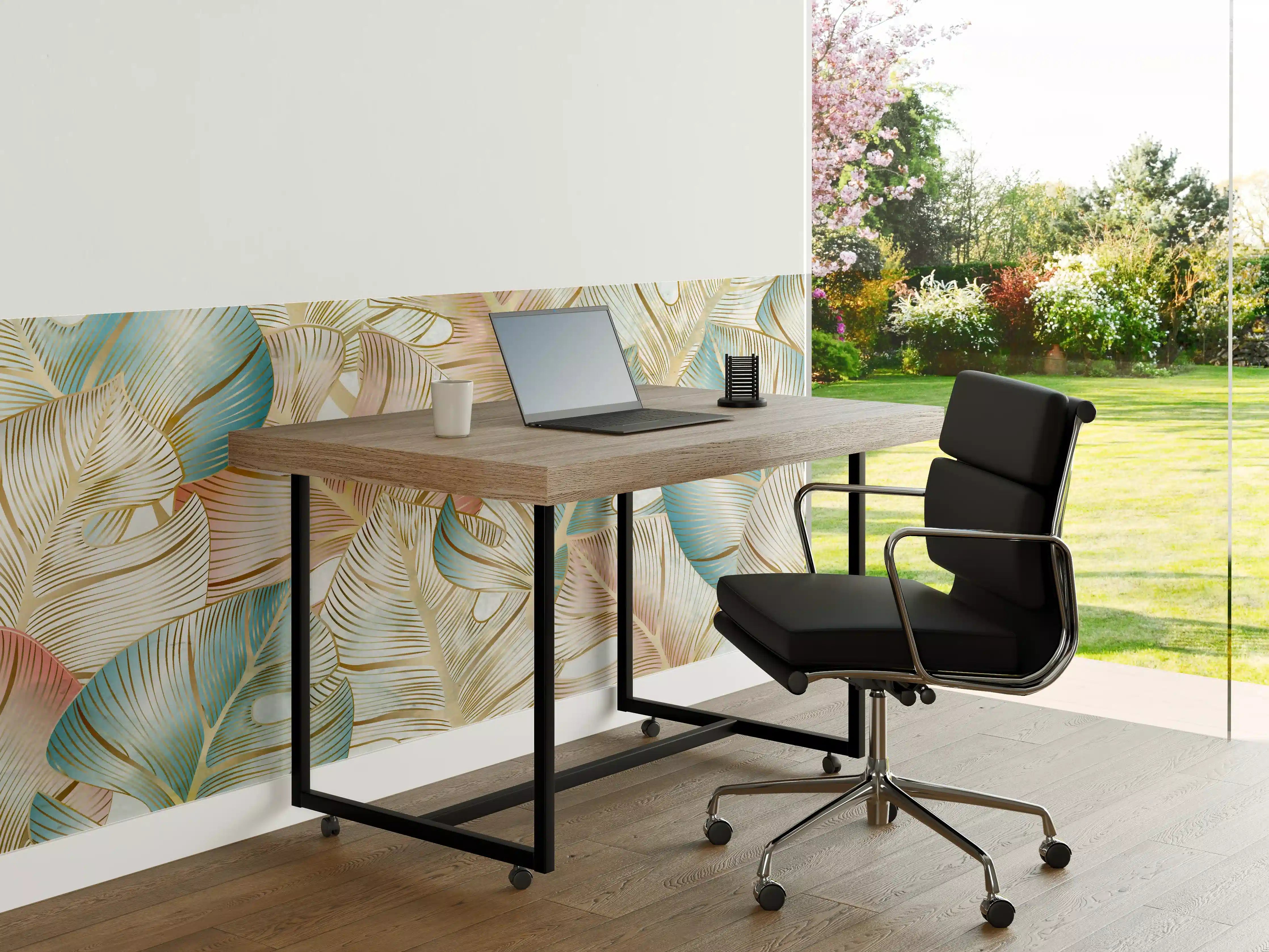Büro Wandgestaltung - Pastellfarbenes Blattmuster Design