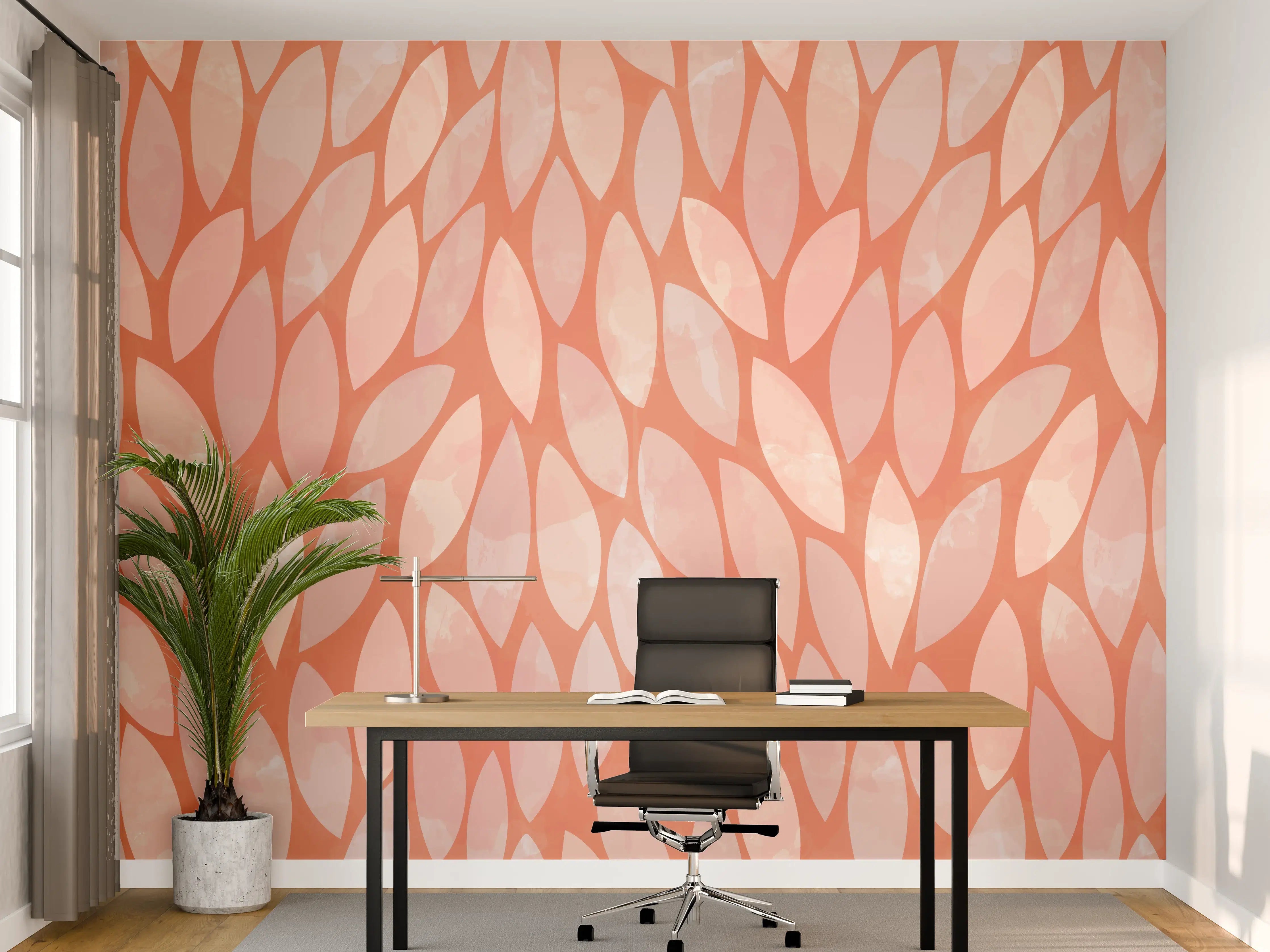 Büro Wandgestaltung - Pastellfarbenes Leaf-Design