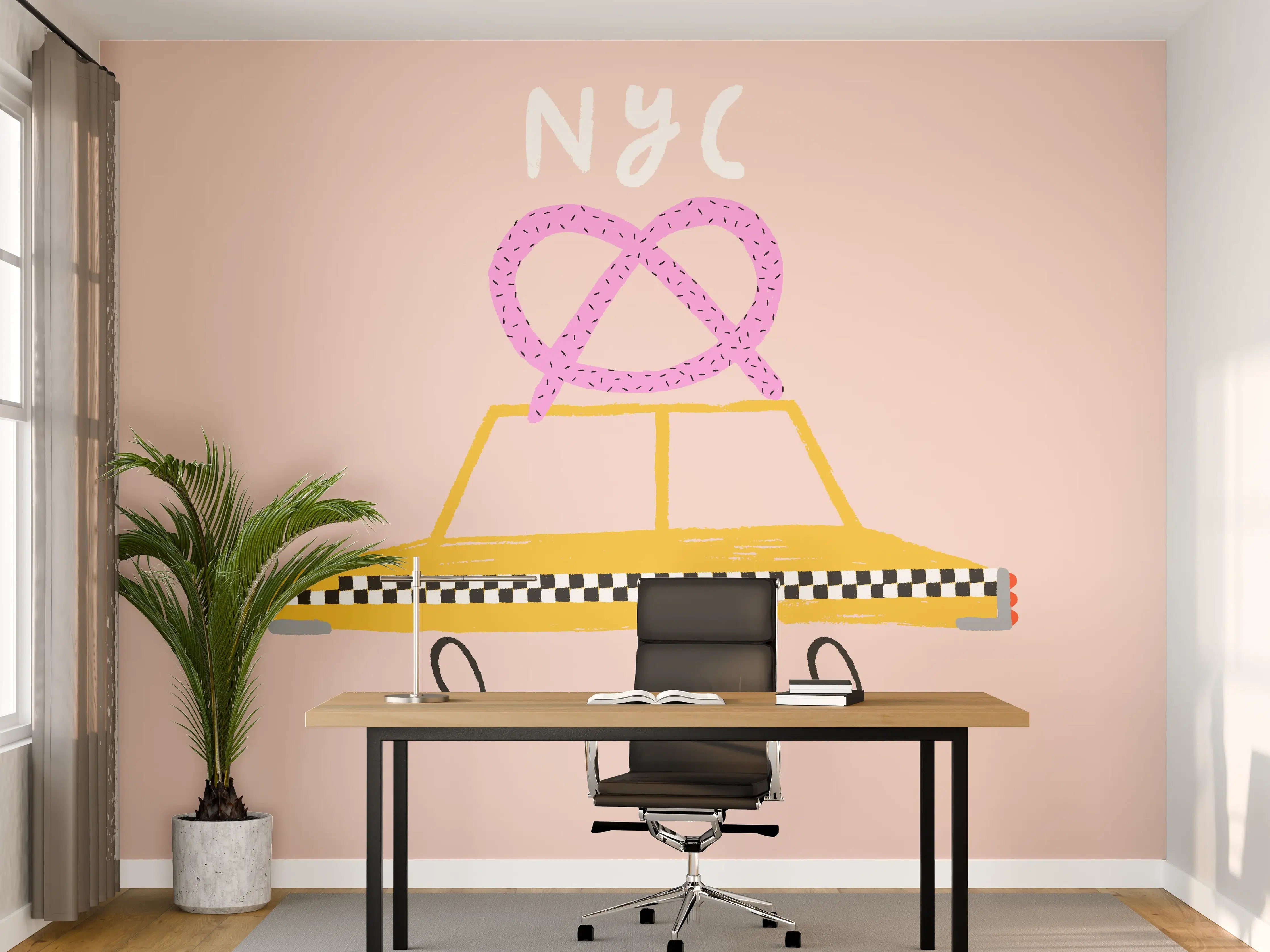 Büro Wandgestaltung - Pastellfarbenes NYC Taxi-Design