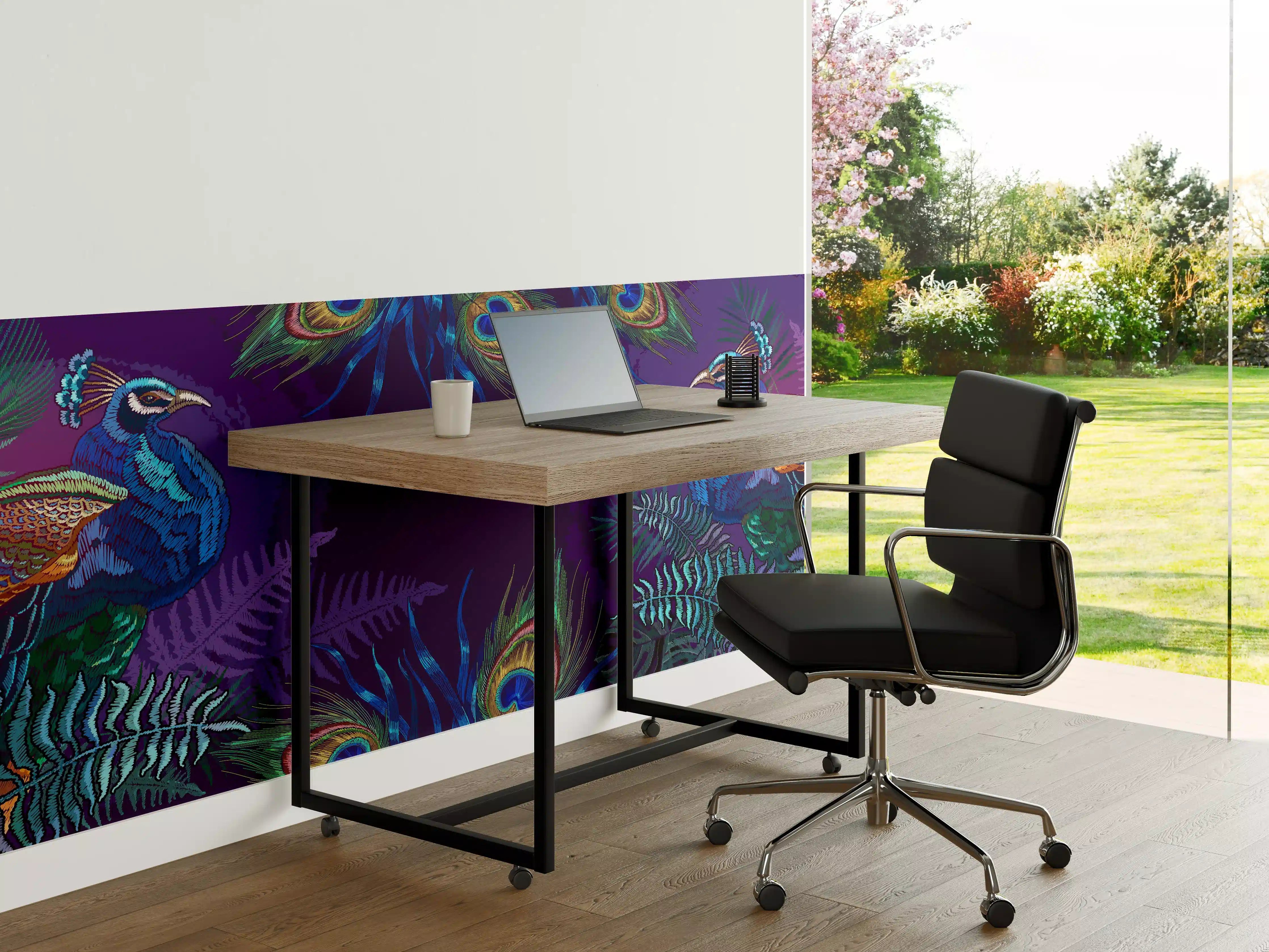 Büro Wandgestaltung - Pfau - Stickmuster